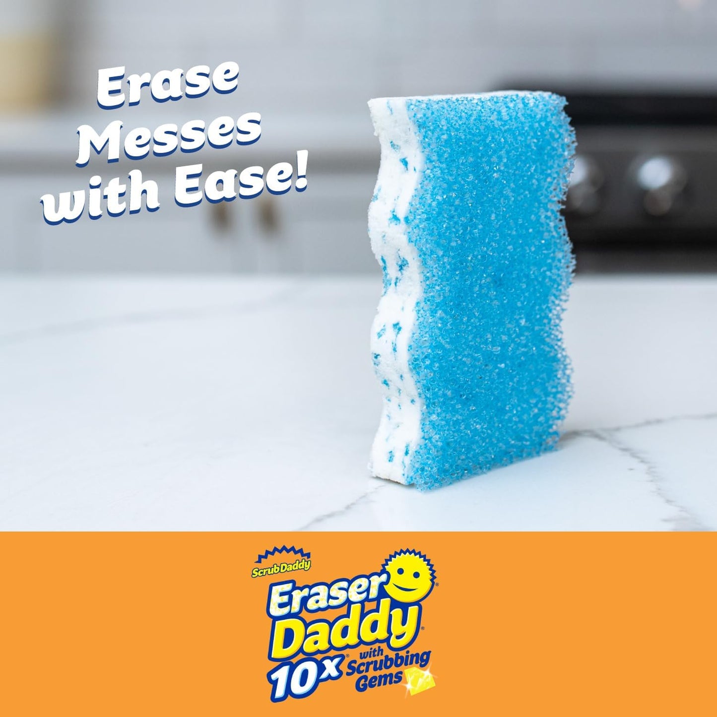 Scrub Daddy Eraser Daddy XL - Large Melamine Foam Sponges for Cleaning - Dual-Sided White Eraser Sponges for Wall Cleaning - Removes Dirt & Scuffs - Water-Activated (18 Count)