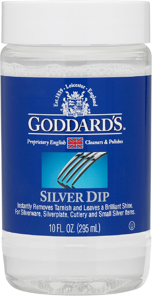 Goddard’s Silver Cleaner Dip – Silver Jewelry Cleaner Solution for Filigree Metalwork & Small Items – Professional Use Silver Tarnish Remover – Silverware Cleaning Supplies (10 oz)