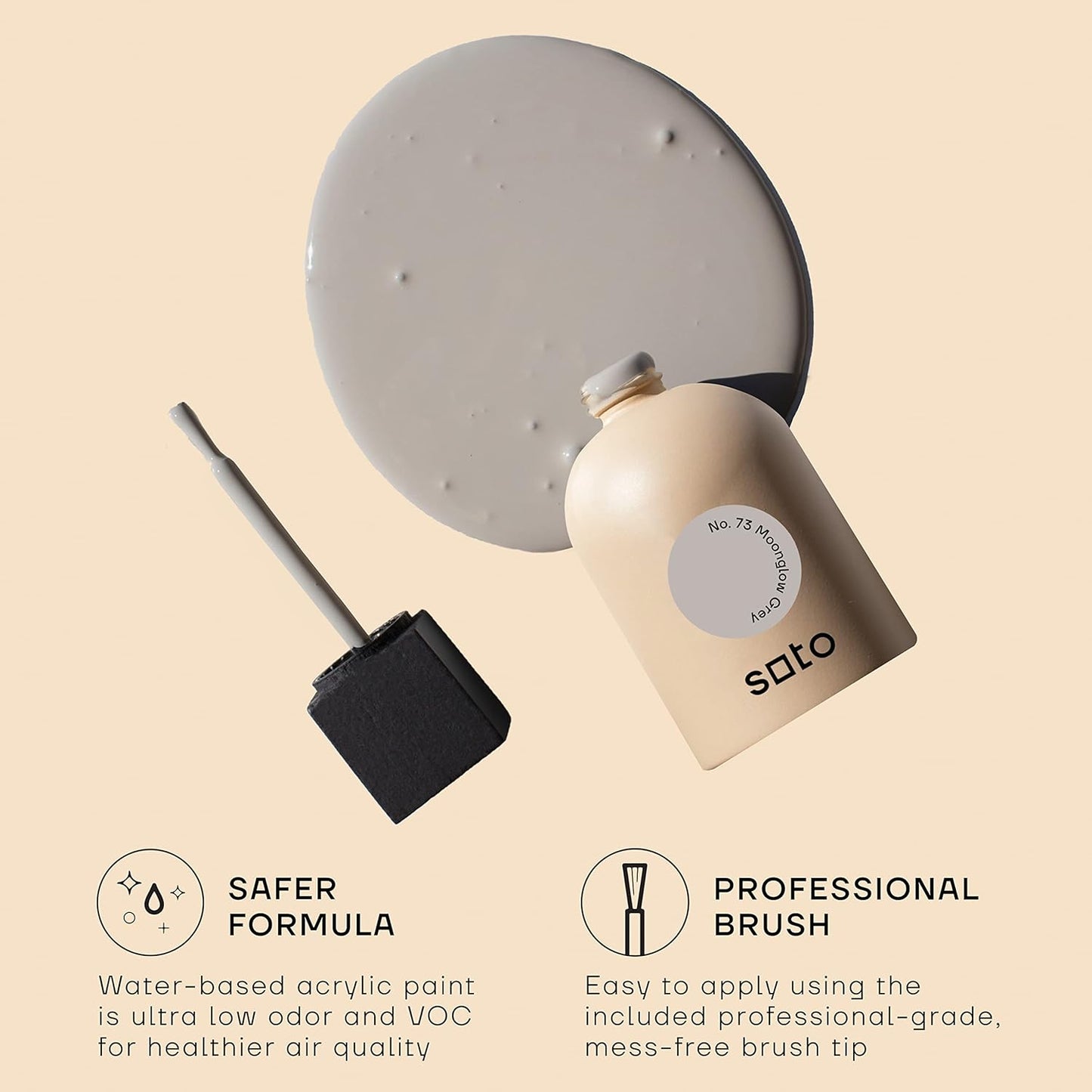 soto Gray Paint Touch Up, Multi-Surface, Matte Finish (No. 73 Moonglow Grey) - 1.5 Ounces/45 Milliliters of Scratch Repair for Furniture, Walls, Cabinets, Trim, Doors, Indoor/Outdoor