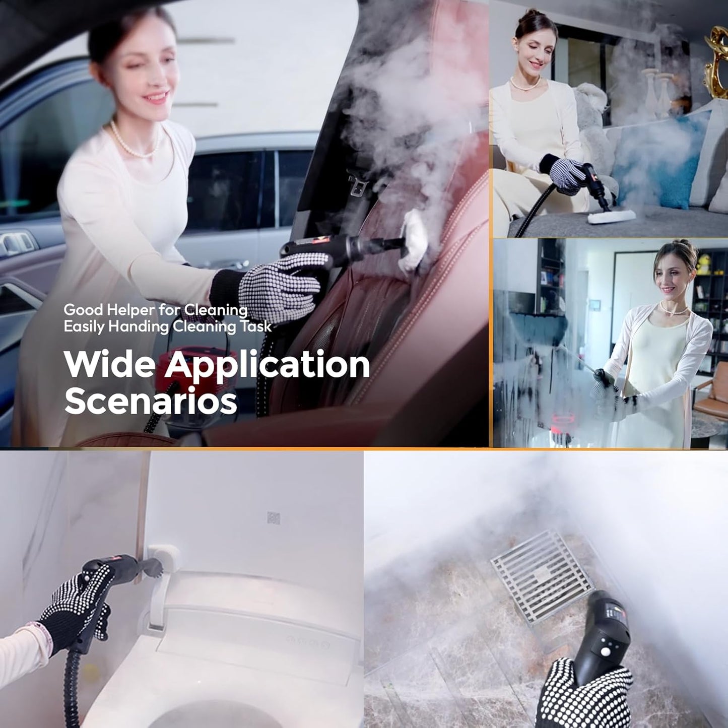 Steam Cleaner for Home, 2500w Steam Cleaner, High Pressure Steamer for Cleaning, 1.6L Water Tank, 3 Level Steam Control, High Heat Handheld Steamer for Kitchen, Bathroom, Upholstery, Car, Furniture