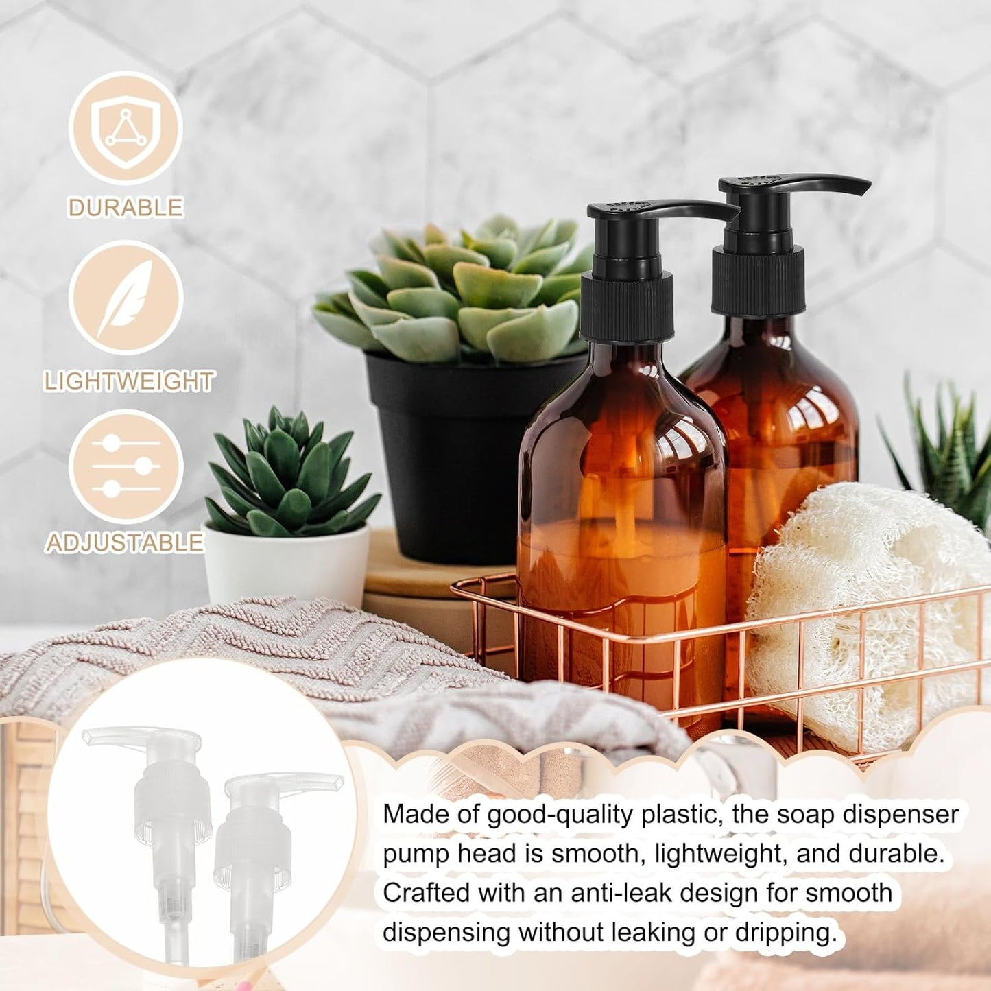 uxcell 16 Pcs Soap Dispenser Pump Heads Soap Dispensers Top Pumps Replacement Switch Pumphead for Standard 24/418 Neck Size Lotion Shampoo Bottle, Transparent