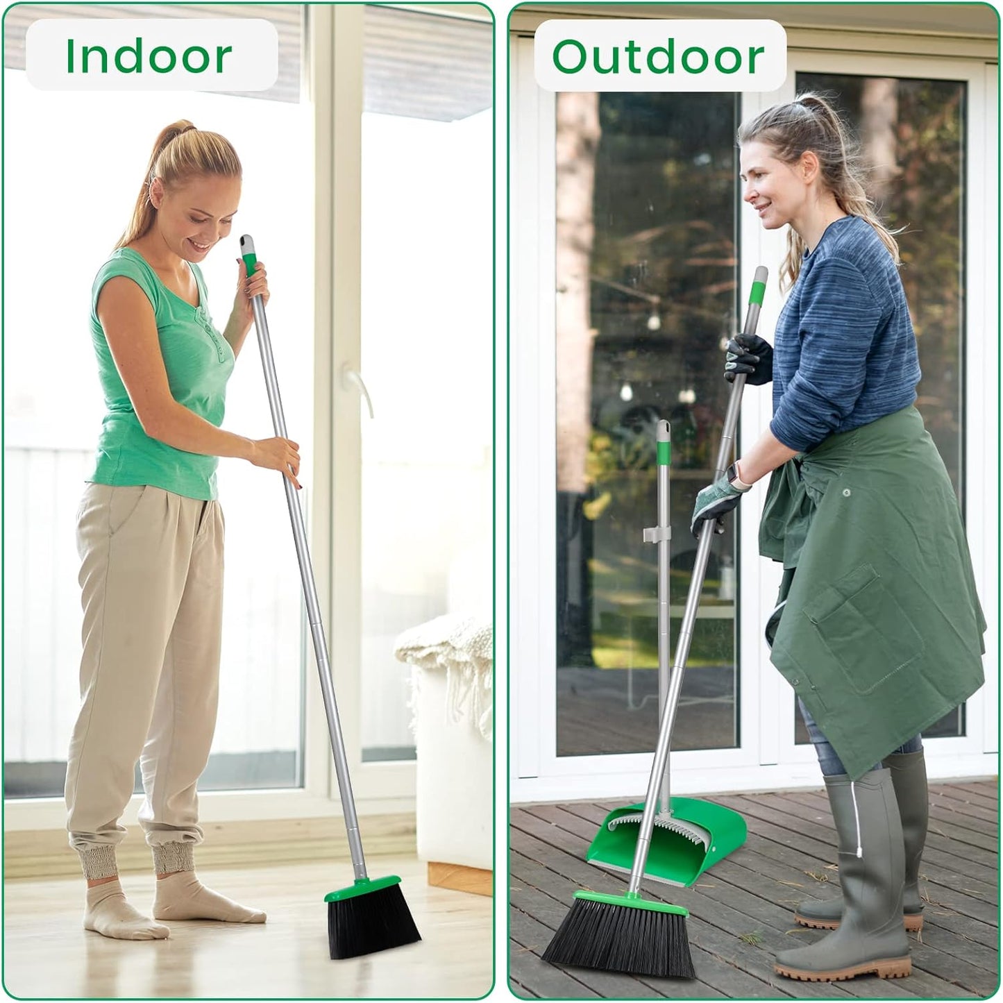 TreeLen Broom and Dustpan Set - Simplify Cleaning Your Home Ktichen Office with Ease