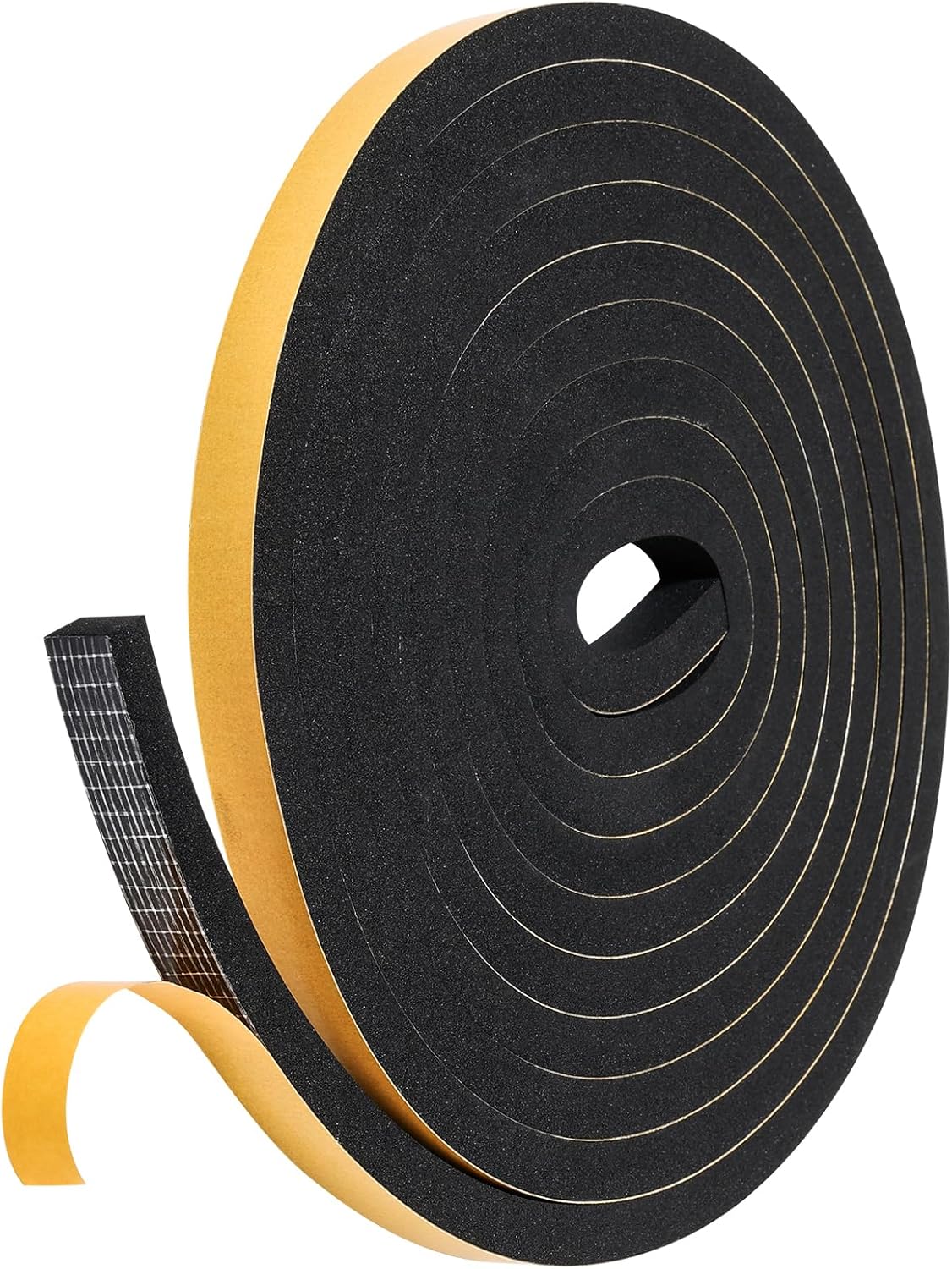 13Feet Weather Stripping (1/2 Inch X 2/5 Inch) Door Seal Strip, Strong Adhesive, Lightproof, Soundproof, Weatherproof Foam Tape Insulation for Sliding Door, Front Door Frame, Windows- Black