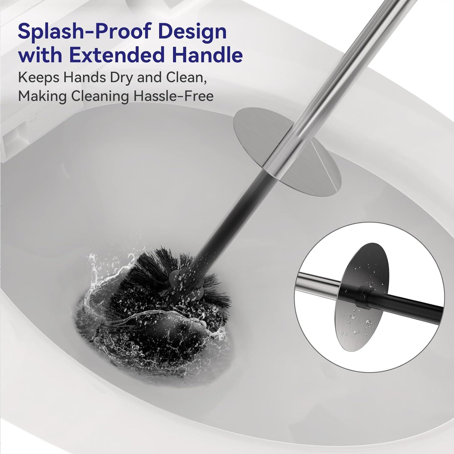 DOWRY Stainless Steel Toilet Bowl Brush and Holder for Bathroom Storage Organization Deep Cleaning Covered Brush Cleaner,Nickel Square