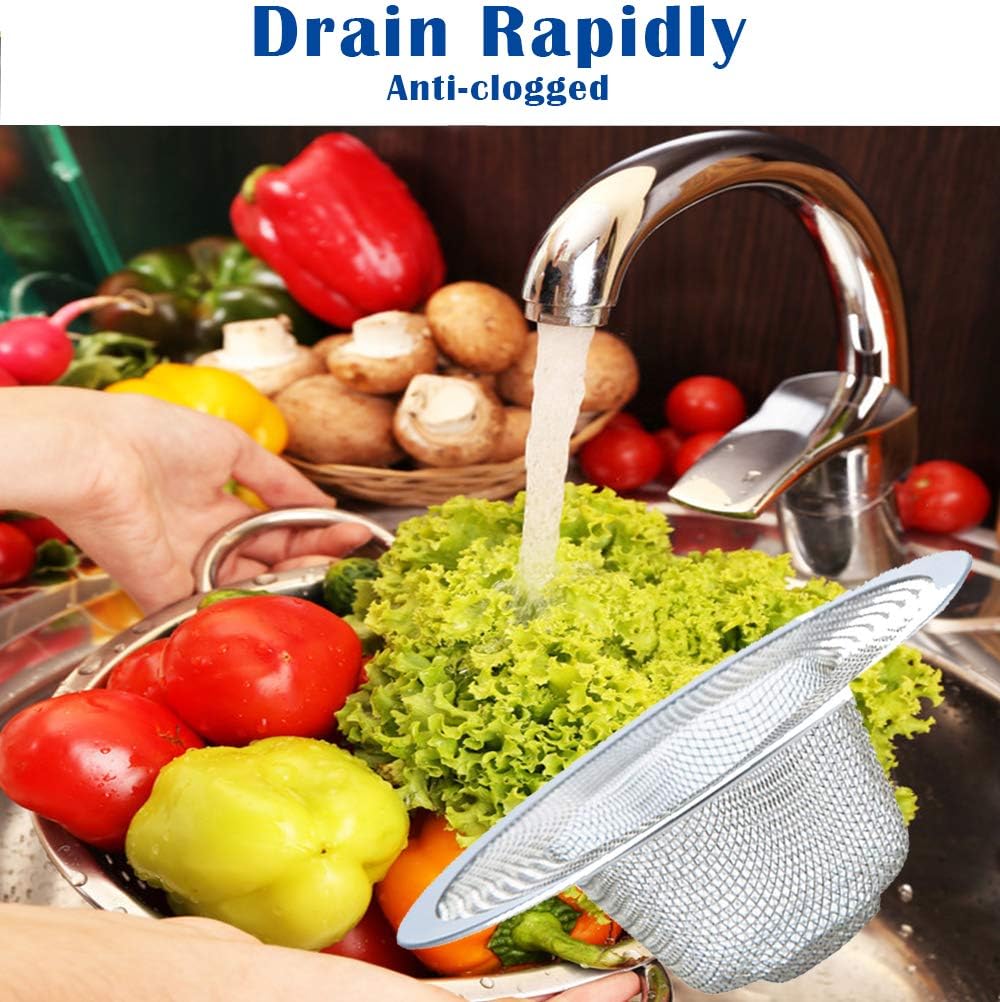 2 Pcs Heavy Duty Stainless Steel Slop Basket Filter Trap, 3.54" Top / 1.65" Mesh Metal Sink Strainer, Perfect for Kitchen Sink/Bathroom Bathtub RV Wash Basin Floor Drain Balcony Drain Hole