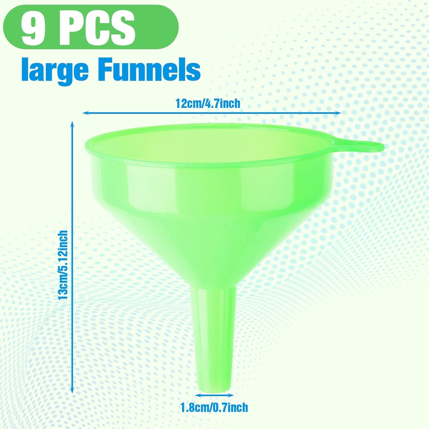 Honeydak 24 Pcs Multi-Purpose Plastic Funnels 4.7 Inch Wide Mouth Funnels for Filling Bottles, Jars, Containers Lab Use Oil Funnel for Gas, Car Oil, Lubricants and Fluids (Pink,Blue,Green)