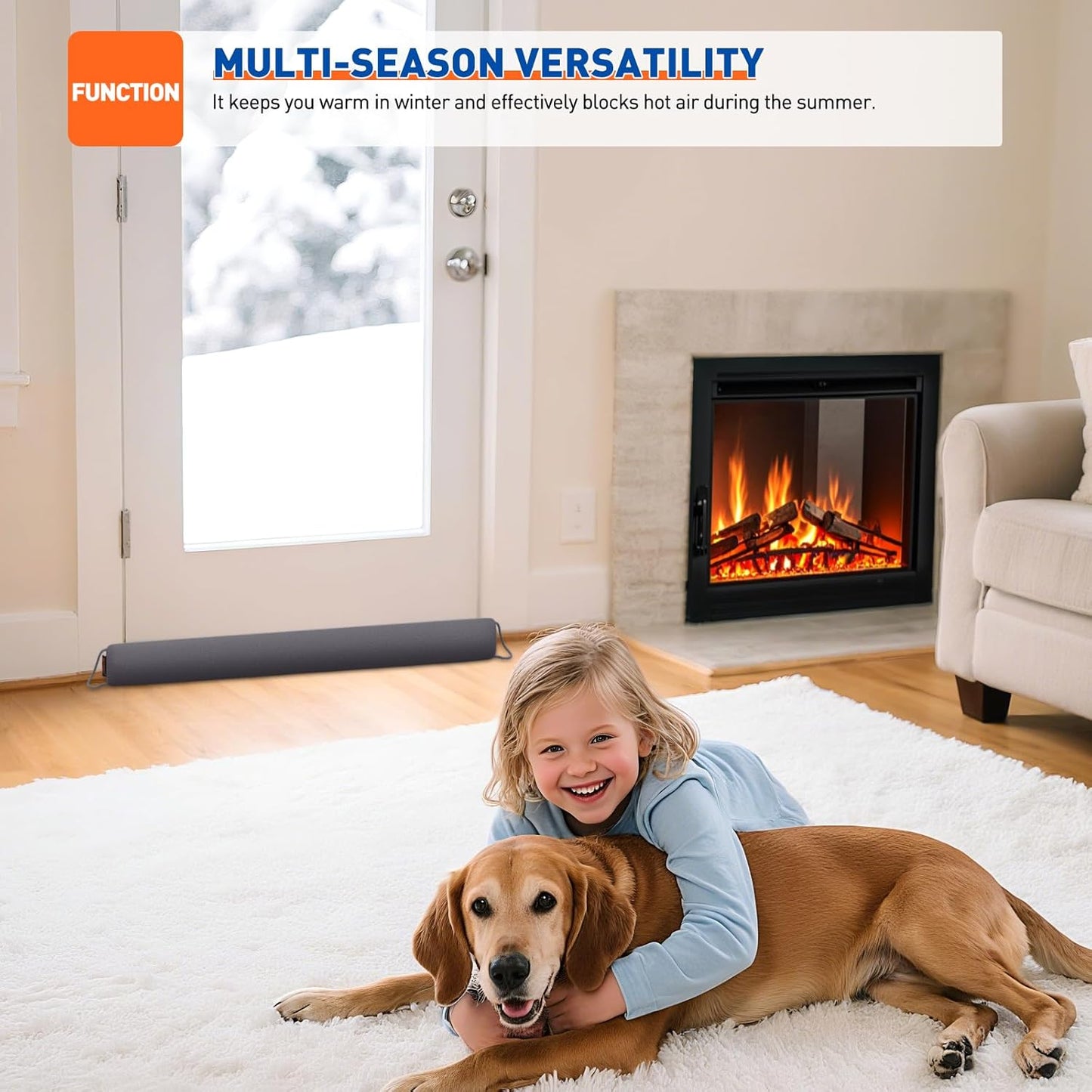 MAGZO Door Draft Stopper, 42 Inch Under Door Draft Blocker Noise Stopper, Weighted Wind Blocker Draft Guard for Bottom of Door, Gray