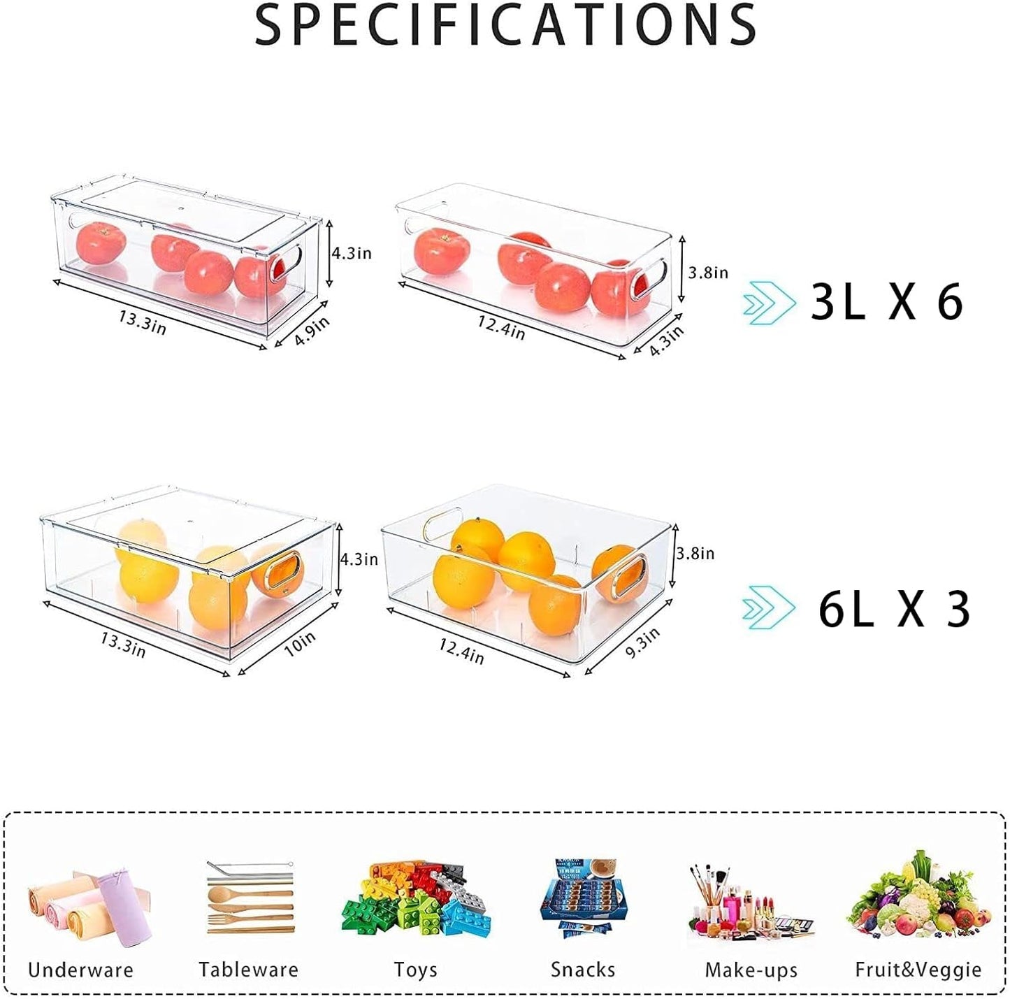 MineSign 9 Pack Stackable Refrigerator Organizer Bins Pull-Out Drawers for Fruit and Veggies Storage Organizer for Fridge Clear Drawer Containers with Handle Divided Organization for Produce Saver