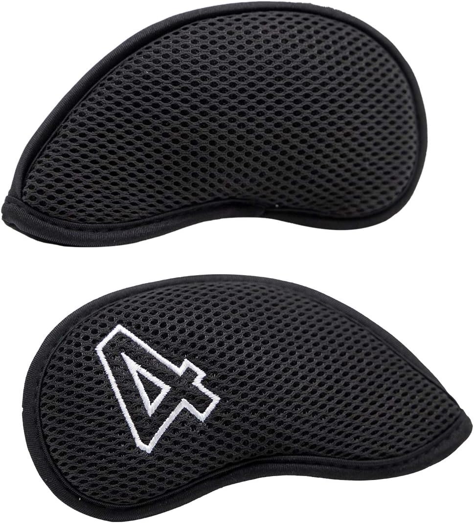 Montela Golf Iron Covers,Golf Iron Head Covers Mesh Golf Iron Covers Set 10pcs Golf Iron Headcovers,Golf Club Head Covers for Iron with Magic Tape Fit Most Brand 4-9 APSX