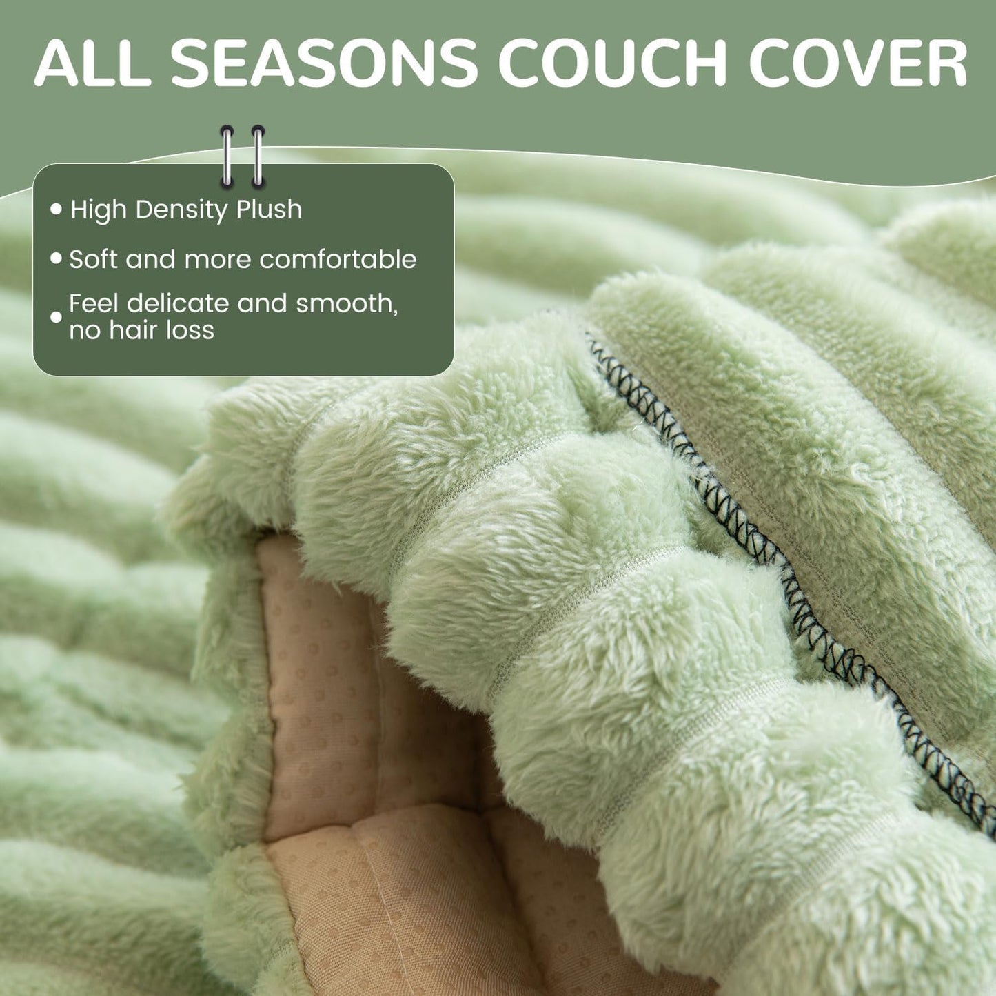 OTOB Couch Cover for Dogs Washable, Non Slip Funny Pet Couch Covers Sofa Slipcovers Cushion Mat, Plush Soft Cozy Pet Friendly Furniture Protector, All Seasons (Matcha Green, 23.6" x 47.2")
