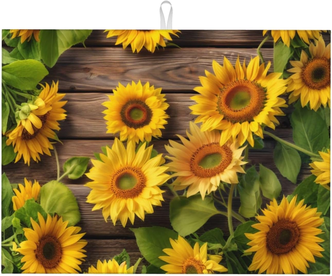 Sunflower Dish Drying Mat for Kitchen Counter Protector and Decoration Super Absorbent Double Sided Microfiber Coffee Bar Mat Dish Drainer Mat Fast Dry Pad Reusable Extra Large 18"x24" inches