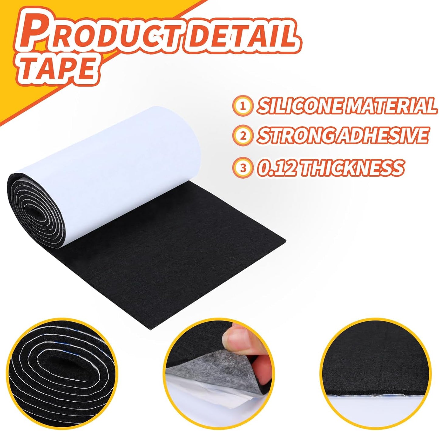 Non Slip Furniture Pads, 5" x 40" Felt Strips with Adhesive Backing, Cuttable Felt Chair Pads, Anti Scratch Floor Protectors for Furniture Feet Chair Legs - Black, 2 Pack