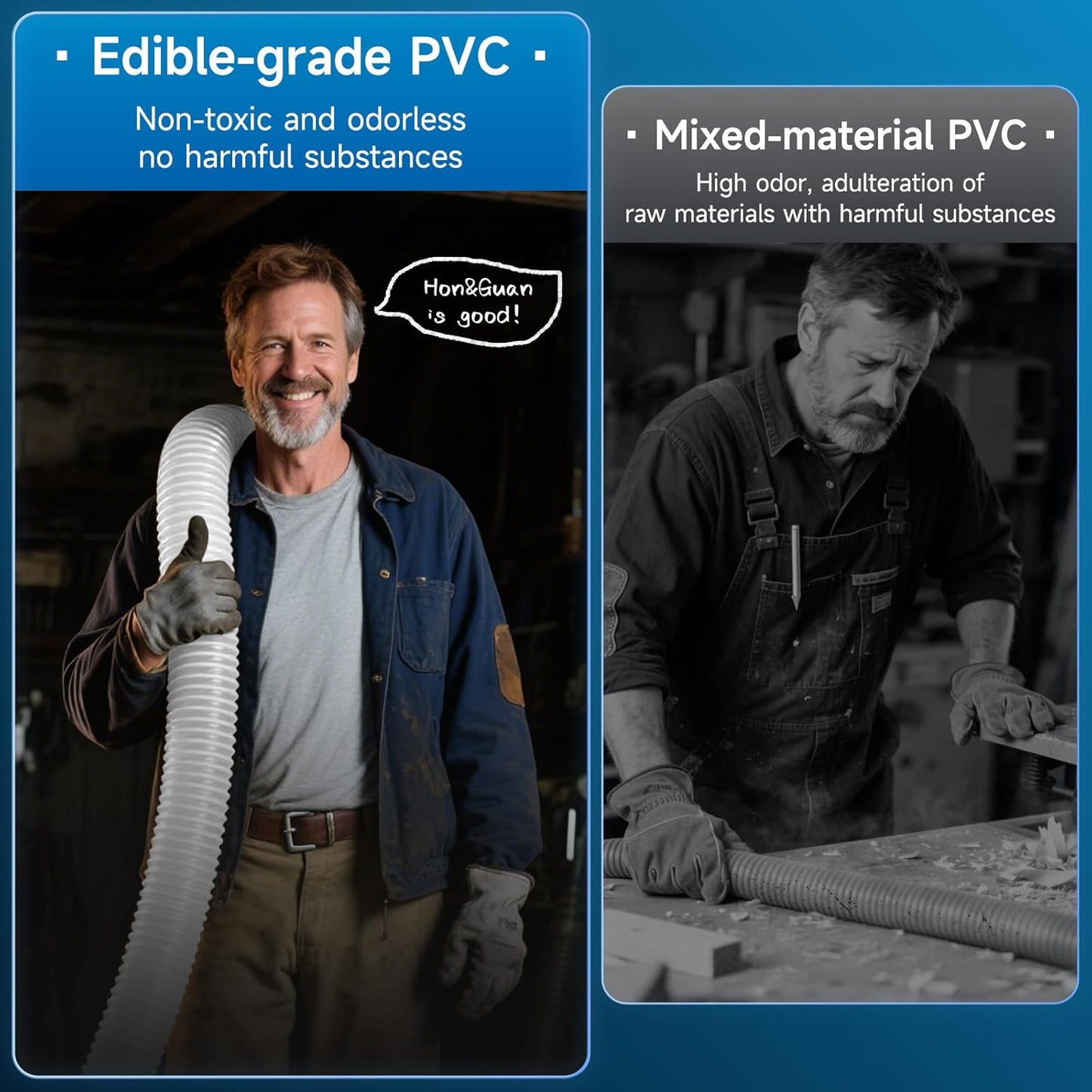 Hon&Guan 4" x 10' Dust Collection Hose, Flexible Clear Odorless PVC Dust Collector Hose with Carbon Steel Wire, Puncture Resistant Dust Hoses for Woodworking Dust Collecting System