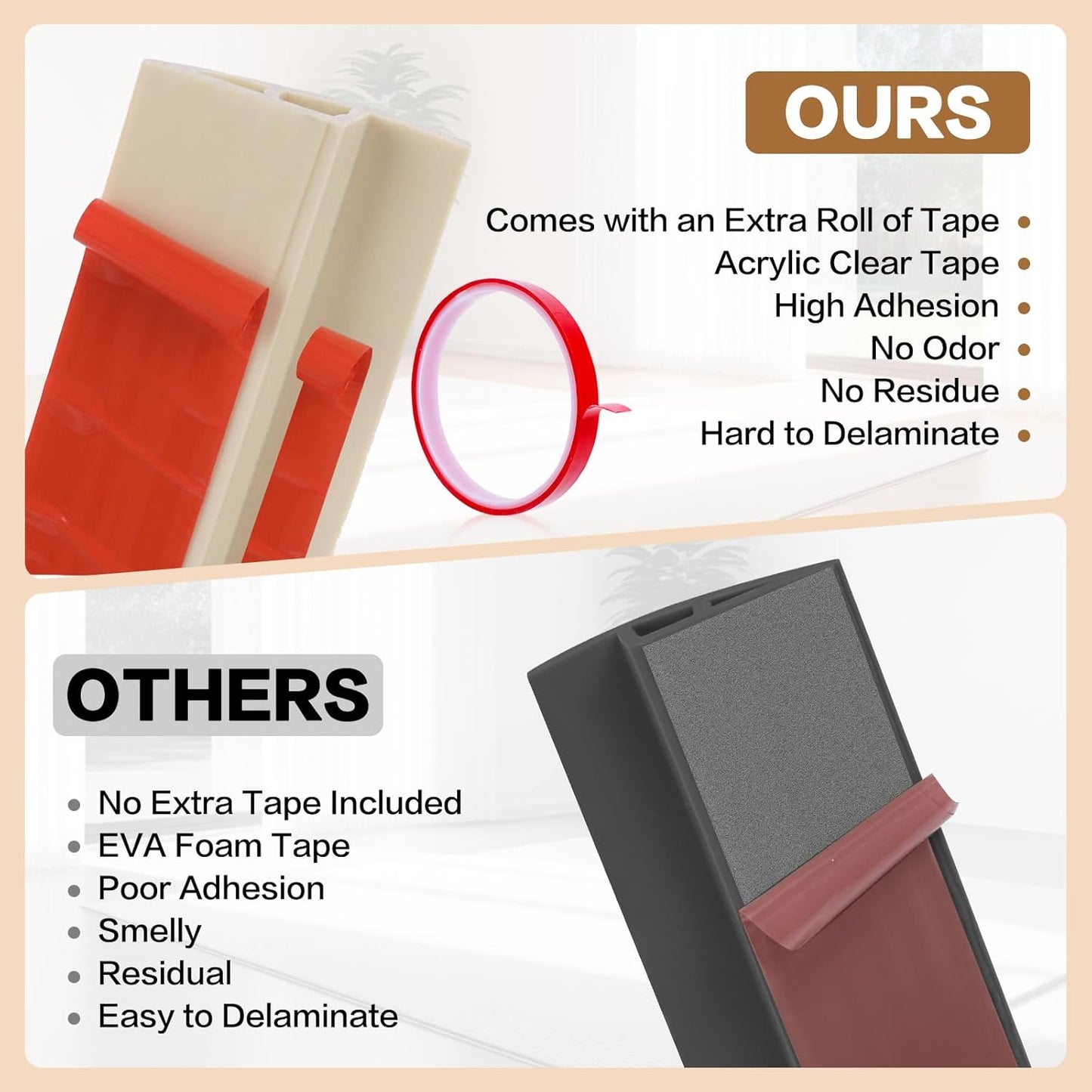 Floor Transition Strip Vinyl Door Threshold Ramp Self Adhesive Carpet Edging Strip Doorway Edge Trim, Overlap Edge Reducer for Laminate Carpet, Floor, Tile (Yellow Wood, 3/5" to 4/5", 3.3Ft)