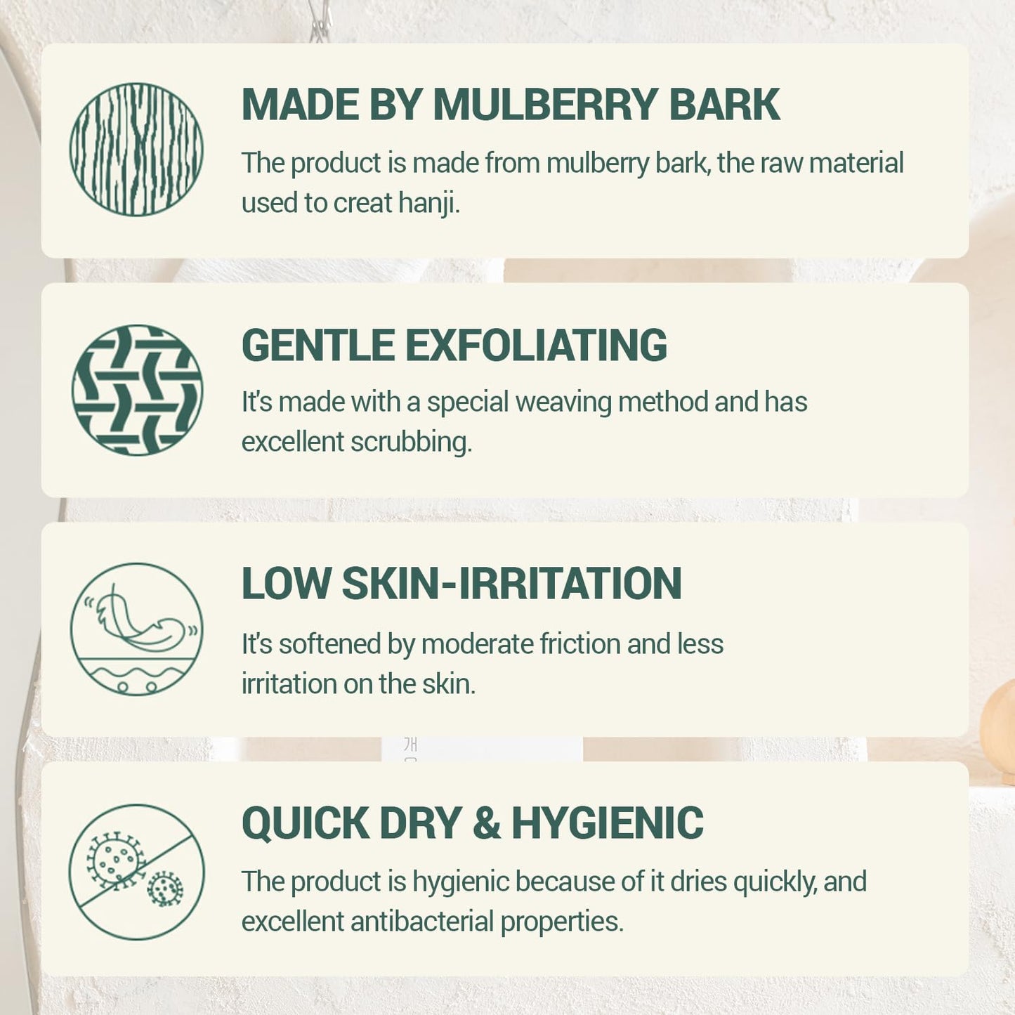 DEARCUS Korean Exfoliating Washcloth Towel 2Pcs, Hanji Bath Washcloths Mitt Scrub Body Washcloth Glove, Skin Irritation Free Korean Mulberry Bark, Reusable Soft and Gentle Scrubbing