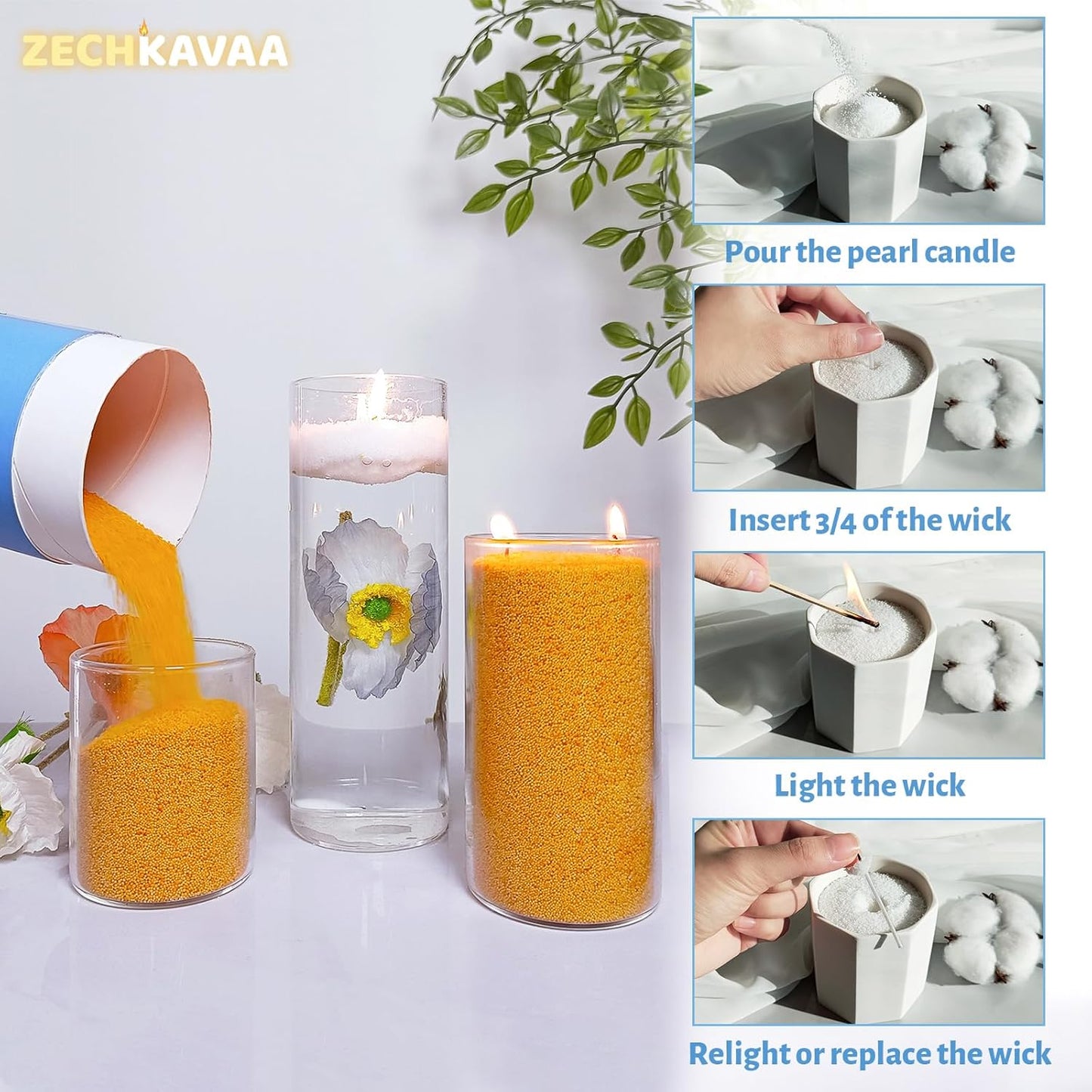 Osmanthus Scented Pumpkin Pearled Candle 18oz Luxury Sand Candle Granulated Wax - 30 Cotton Wicks - Wax for Candle Making Decorative Candles Smooth and Clean Burning Lasts up to 120 Hours