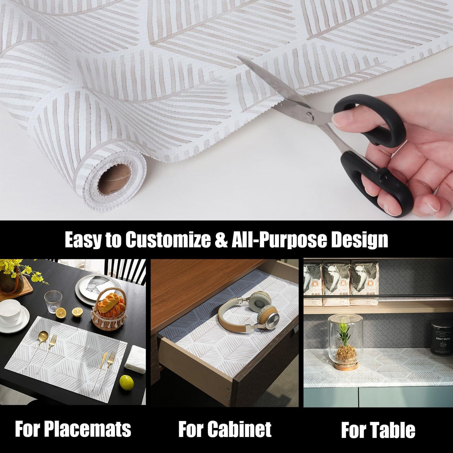 Shelf Liners for Kitchen Cabinets, Non Adhesive and Strong Non-Slip Shelf Cabinet Drawer Liners for Kitchen Wire Fridge, Waterproof Shelf Drawer Liner,Easy to Clean,12IN x 20FT