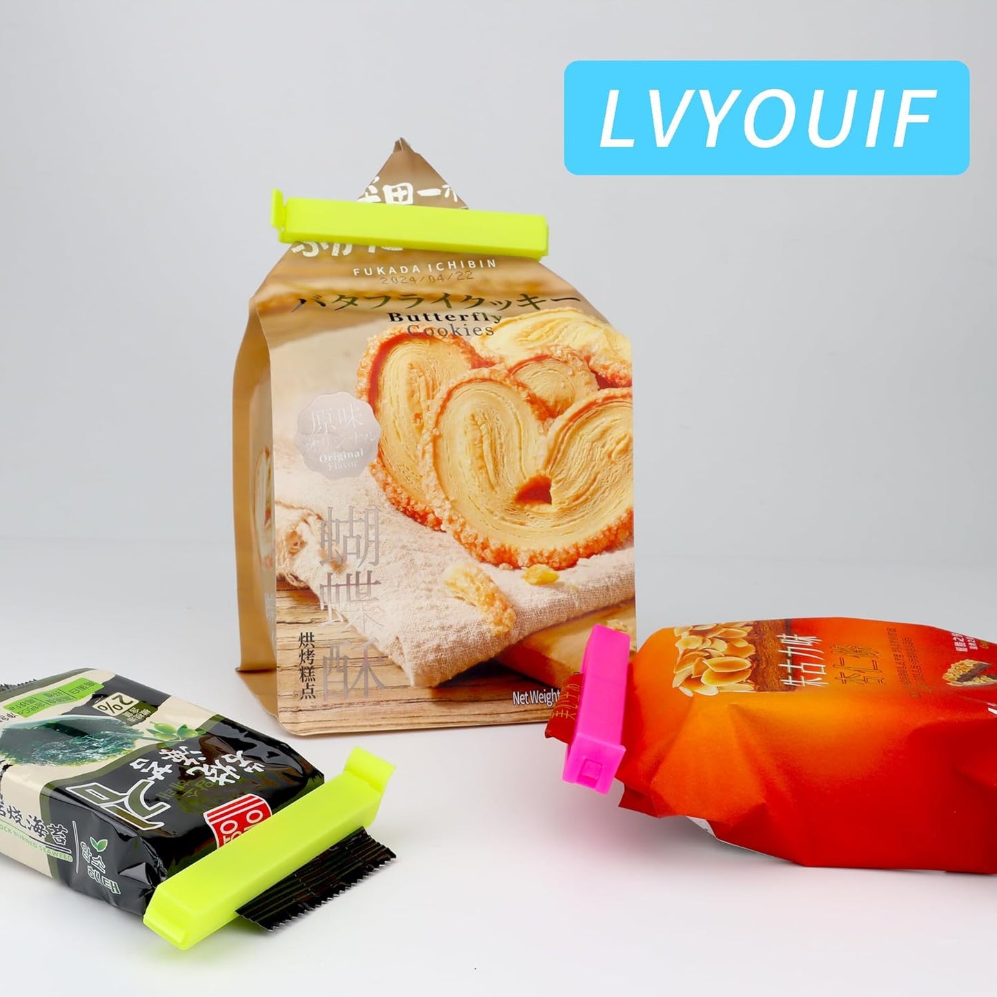 34 Pack Plastic Chip Clips - Resealable Sealing Clips for Food Storage & Snack Bags - 4 Sizes, Bright Colors - 2.4"/3.2"/4.3"/5.5"