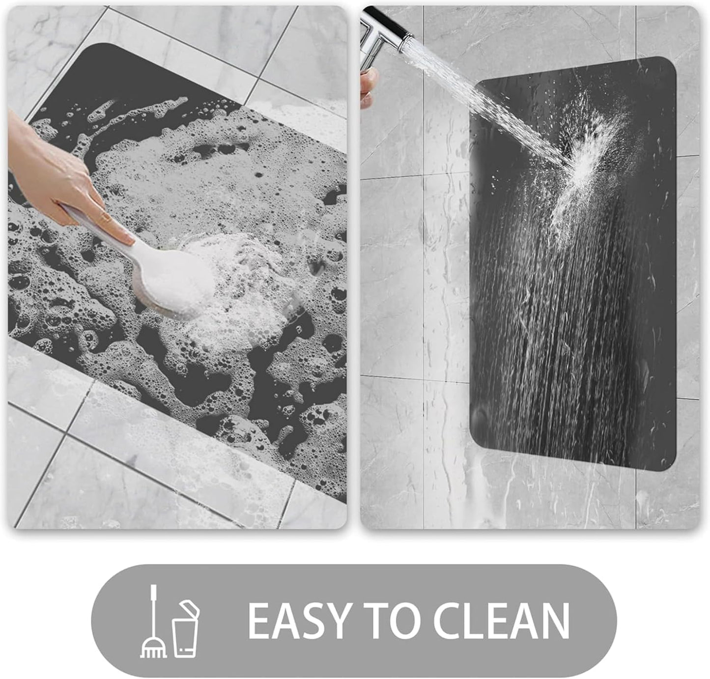 Ultra Thin Door Mat Indoor Entrance, 1/10 in Thin Door Mats for Inside Entry, Non-Slip Rubber Backing Washable Doormat, Fade Resistant, Absorbent, Low Profile Dirt Trapper, 30"X17",Grey