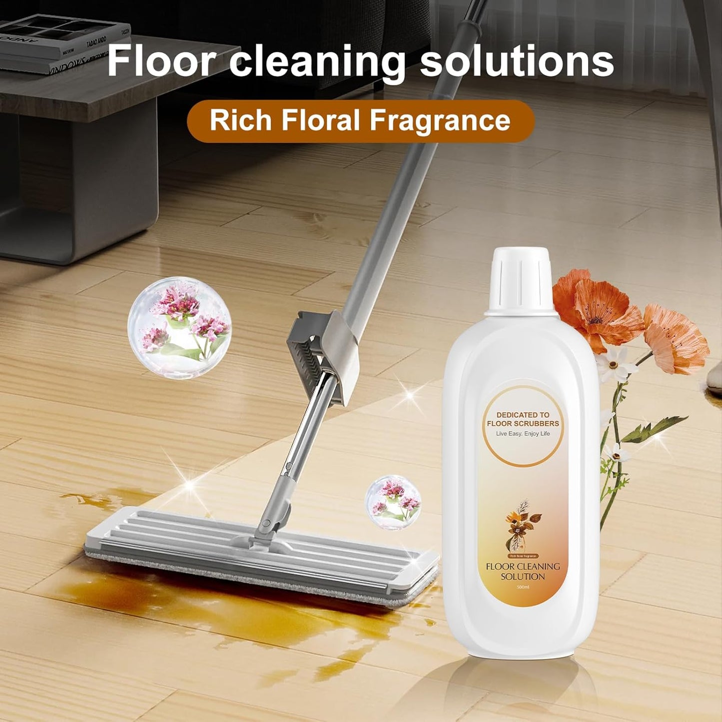 Floor Cleaning Solution Compatible With Tineco , Deep Cleans for Multiple Hard Floors, Suitable With All Robot Vacuums with Mopping and Cordless Wet/Dry Vacuum Mop Cleaner (Floral Fragrance 2 Bottle)