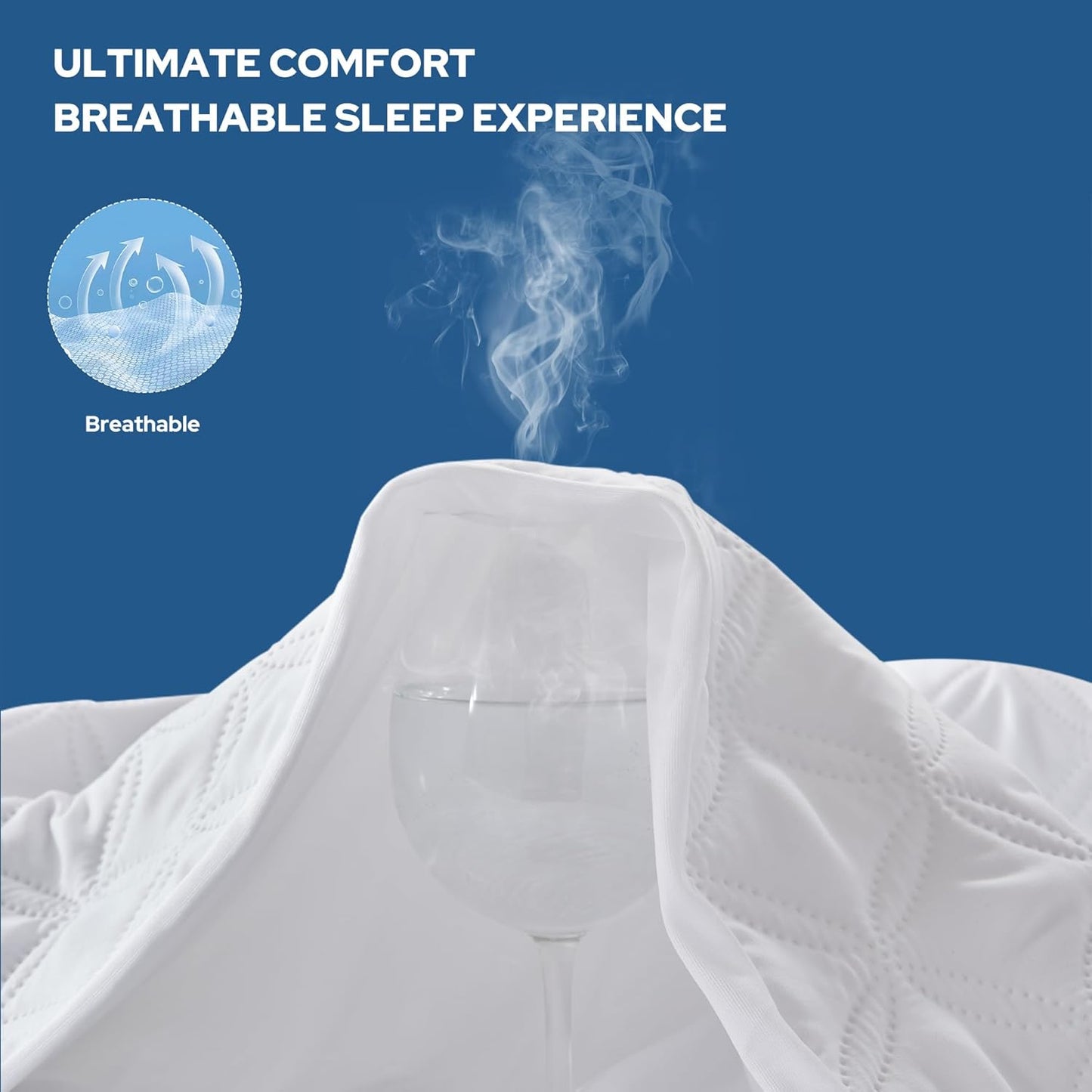 BEDLORE Waterproof Mattress Protector, King Size Noiseless Mattress Pad with Deep Pocket Fitted Up to 6-18 inches, Soft Noiseless Bed Mattress Cover Washable for Home, Bedroom, Hotel (White)