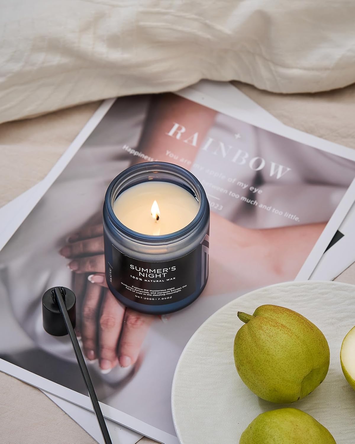 M&SENSE Summer's Night Scented Candle, All Natural Soy Wax Clean Non Toxic Manly Candle for Home, 7.05oz Up to 50 Hours Burn Time in Glass Jar for Bedroom