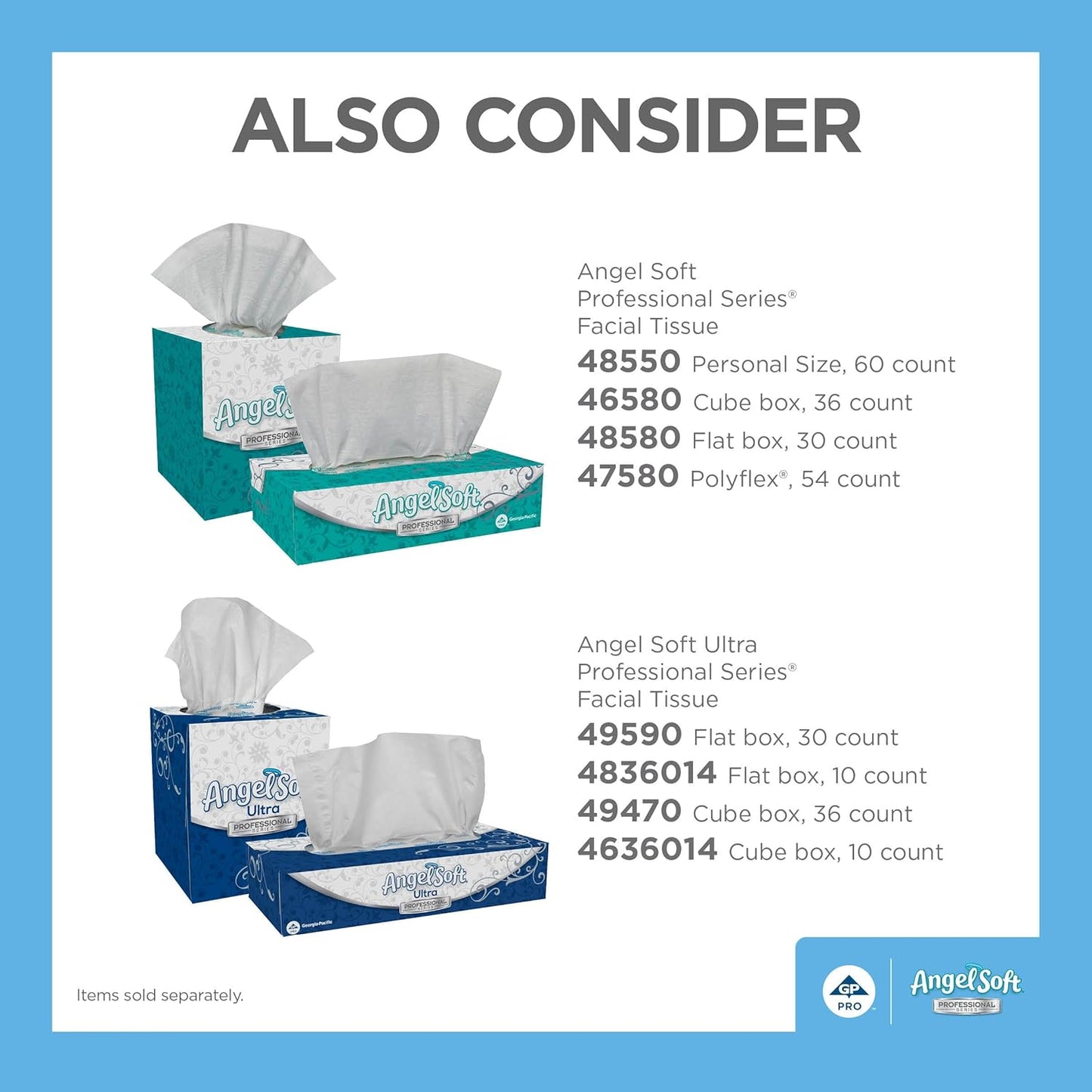 Georgia-Pacific Angel Soft Professional Series 2-Ply Facial Tissue (48580), 100 Sheets Per Box, 30 Tissue Flat Boxes Per Bulk Case