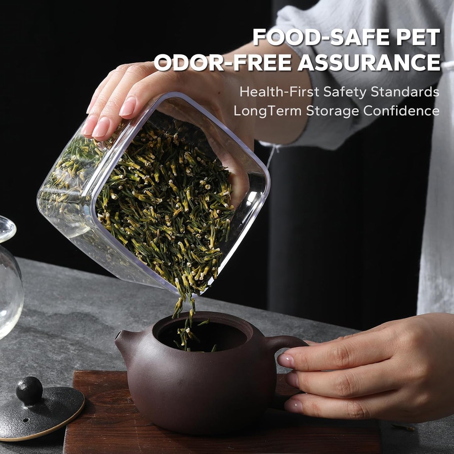 Manual Vacuum Jar With One-Button Vacuum Pump, Airtight Food Cereal Containers Storage With Lids (grey-4pc)