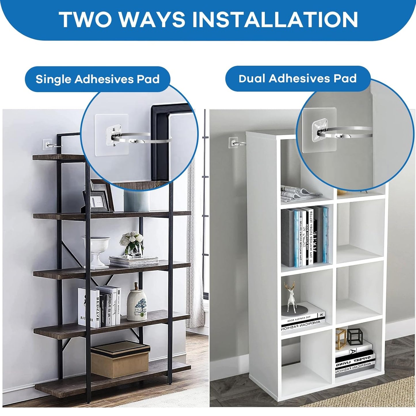 Adhesive Furniture Wall Anchors (10 Pairs 20 Packs), Vinkqiado Anti Tip Furniture Safety Straps for Baby Proofing, Secure Bookcase Dresser Shelf Cabinet to Wall for Child