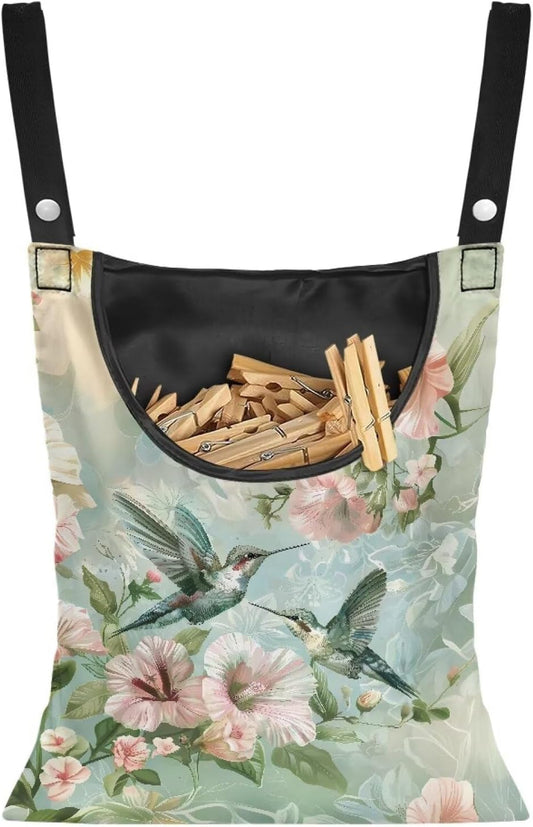 Hummingbird Clothespin Bag for Outdoor Laundry Clothesline and Clothes Pin Holder Clothespin Bag for Clothes Pins Heavy Duty Outdoor Use