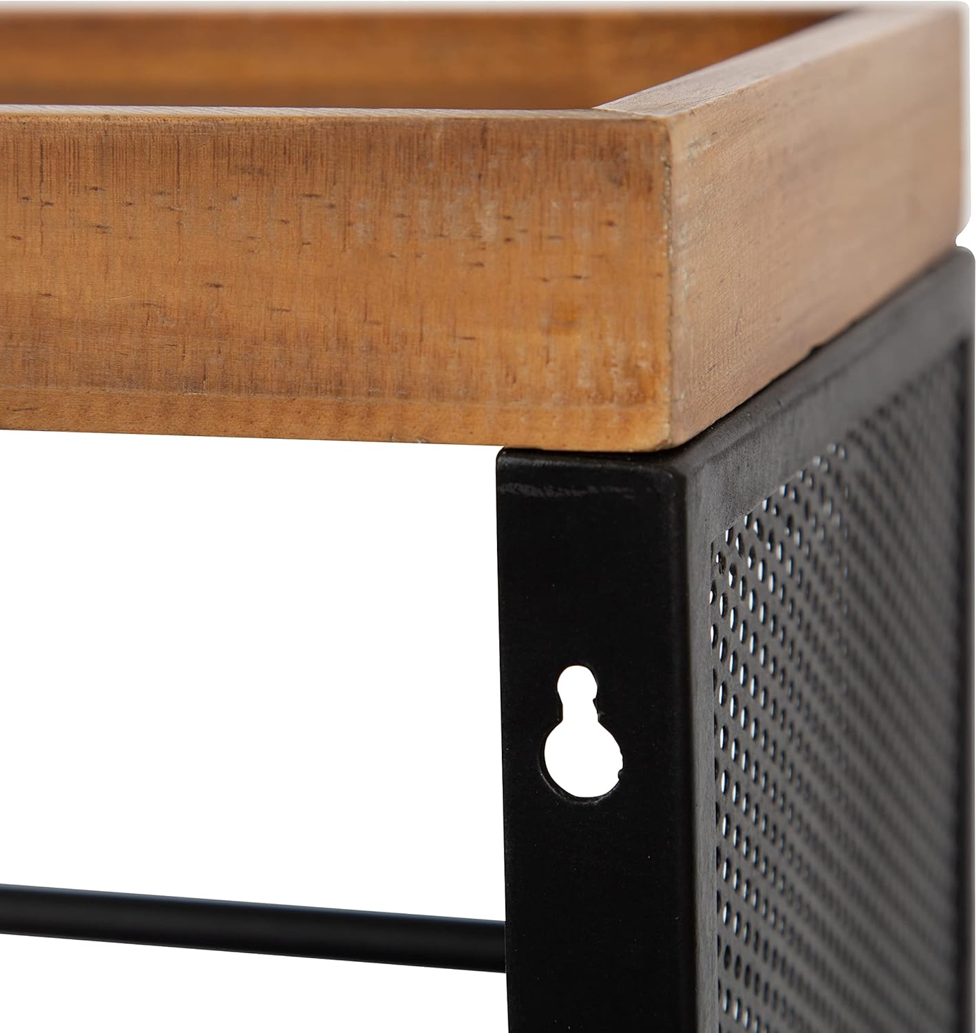 Kate and Laurel Piazza Decorative Slim Storage Cart, 18 x 7 x 30, Natural Wood and Black, Decorative Narrow Rolling Cart with Locking Wheels and Three Storage Shelves for Kitchen or Laundry Room