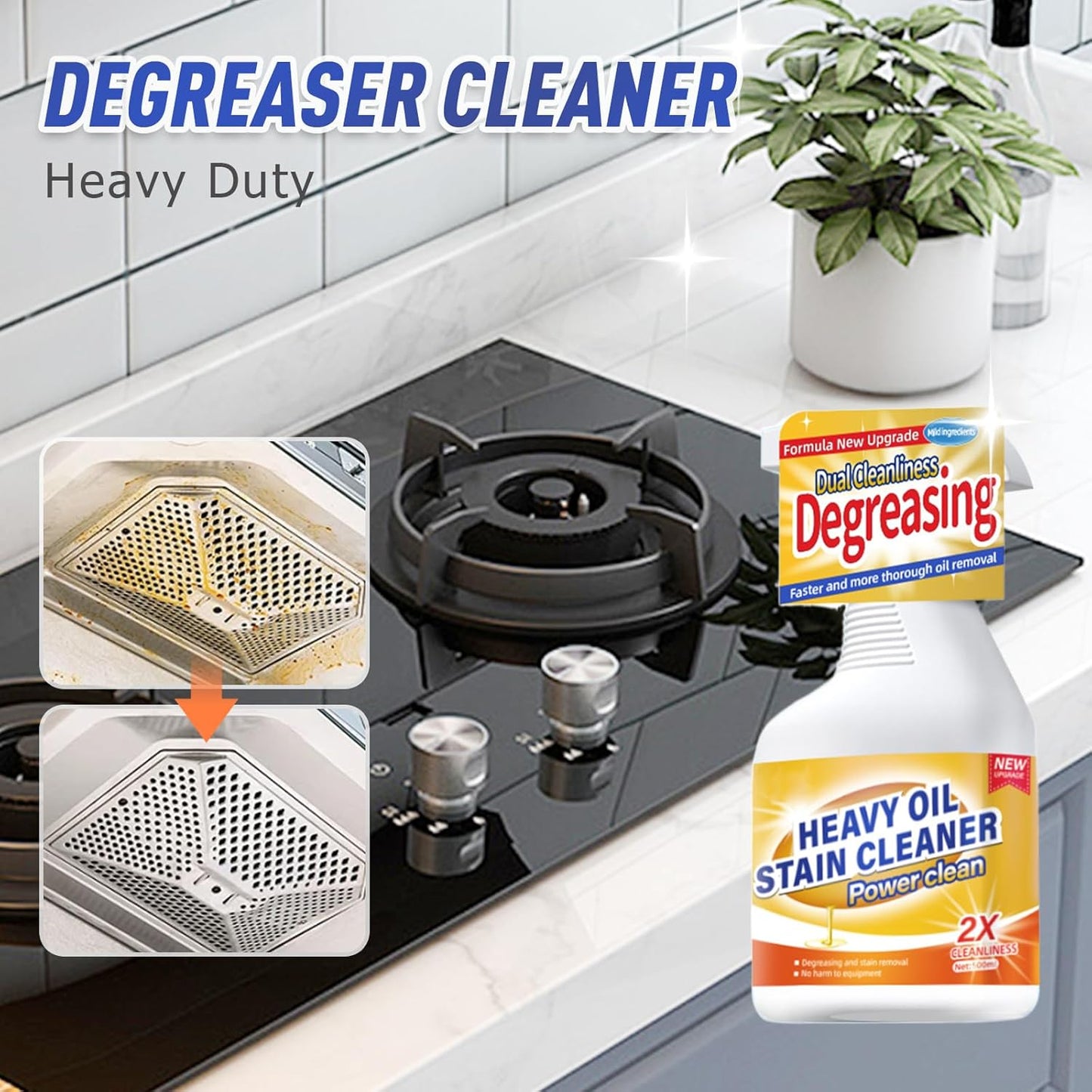 Kitchen Heavy Oil Cleaner, 2025 Newly Upgraded Heavy Duty Oil Stain Remover, 500 ML Multipurpose Cleaner Spray, Kitchen Degreaser Spray for Stovetops, Ovens, Range Hoods (1)