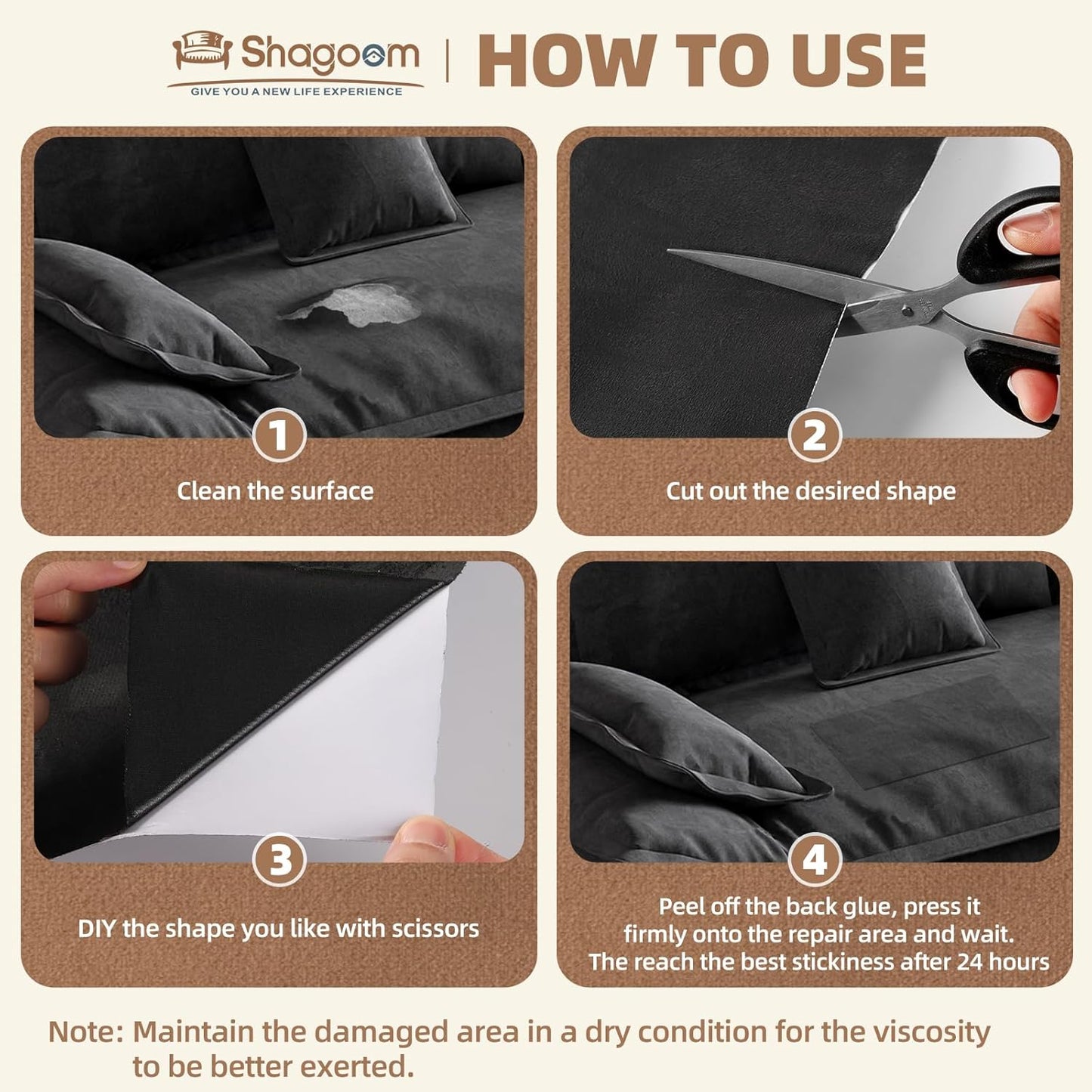 Suede Repair Patch, 17X79 Inch Fabric Large Repair Tape, Self-Adhesive Patches for Furniture, Sofa, Car Interior, Shoes, Hand Bag, Clothing (Coffee, 17X79 Inch)