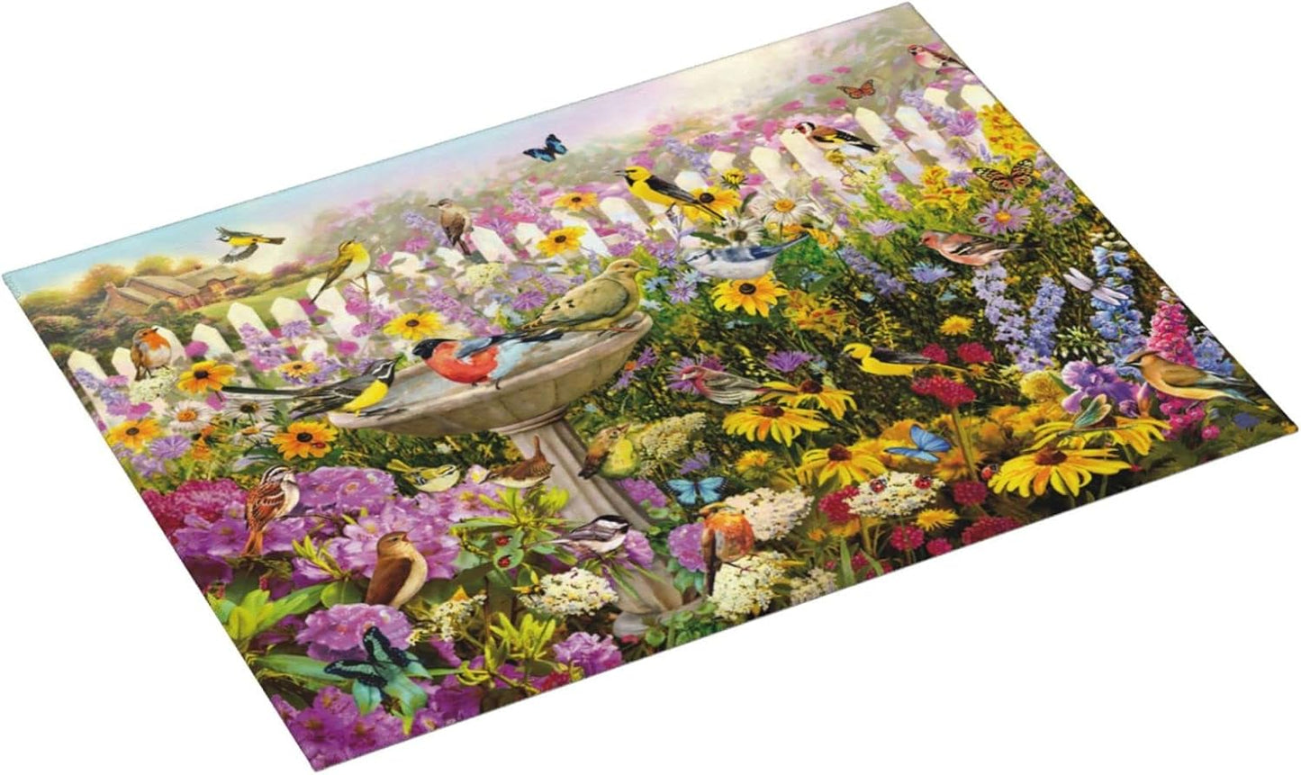 Spring Colorful Birds flowers butterfly Absorbent Microfiber Xl Dish Drying Mat For Kitchen Countertop Extra Large Reversible Drainer Rack Pad 18 X 24 Inch