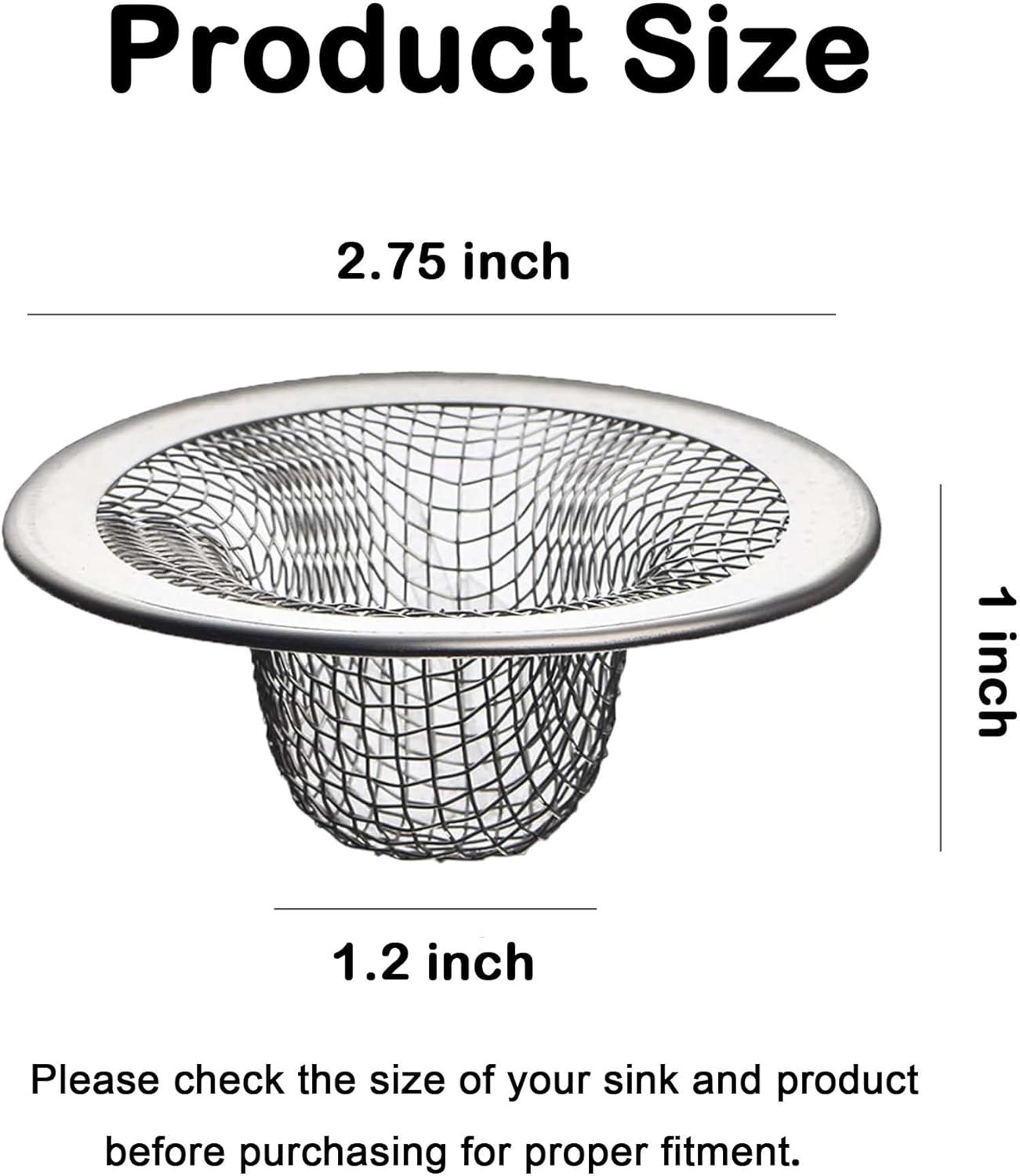 20Pcs Bathroom Sink Drain Strainer Screen Mesh, 2.75'' Stainless Steel Slop Basket Filter Trap Sink Drain Mesh Basket Hair Catcher Filter Cover for Lavatory RV Shower Floor Utility Drain