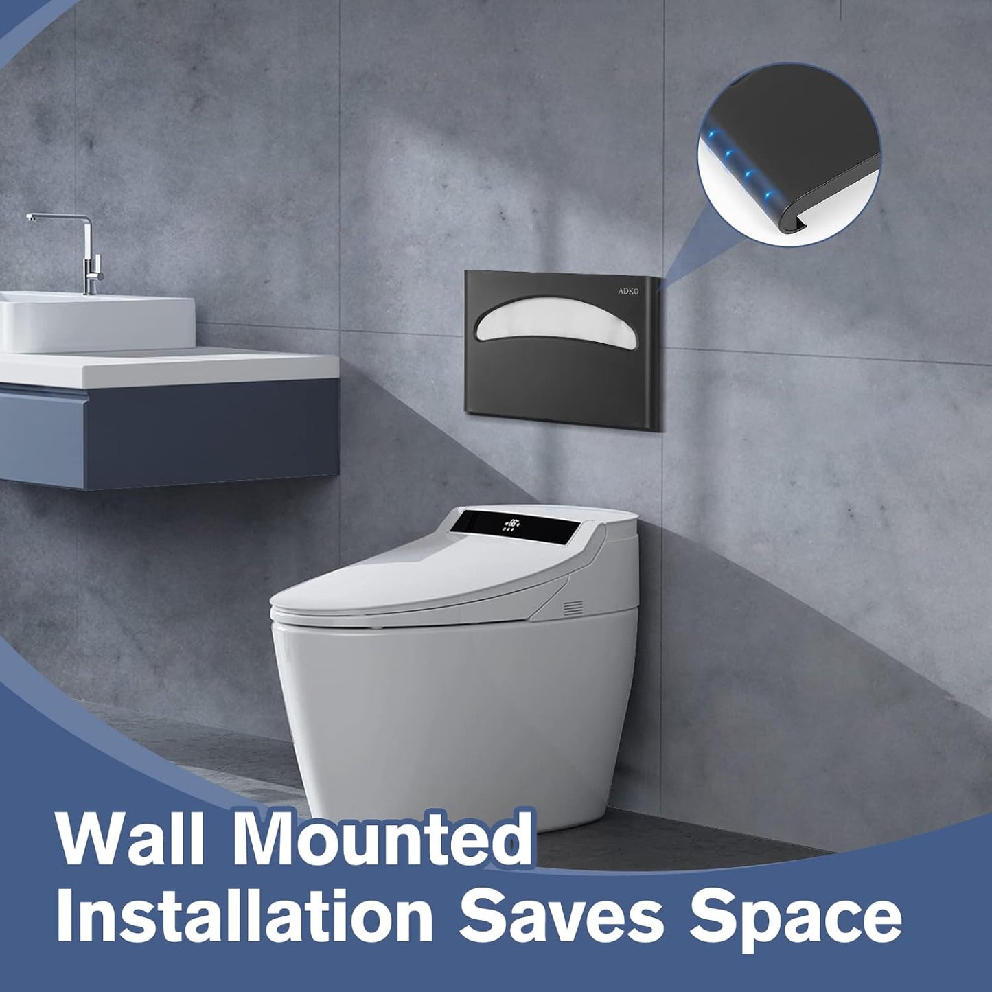 Toilet Seat Cover Dispenser Wall Mounted SUS 304 Stainless Steel (Matte Black)