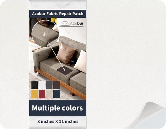 Azobur Velvet Patch,Self-Adhesive Rectangular Flannel Fabric Patch,Multicolor Available Anti Scratch Velvet 8X11 Inch Peel and Stick for Sofas, Automotive Interior, Handbags,and Pillow (White)