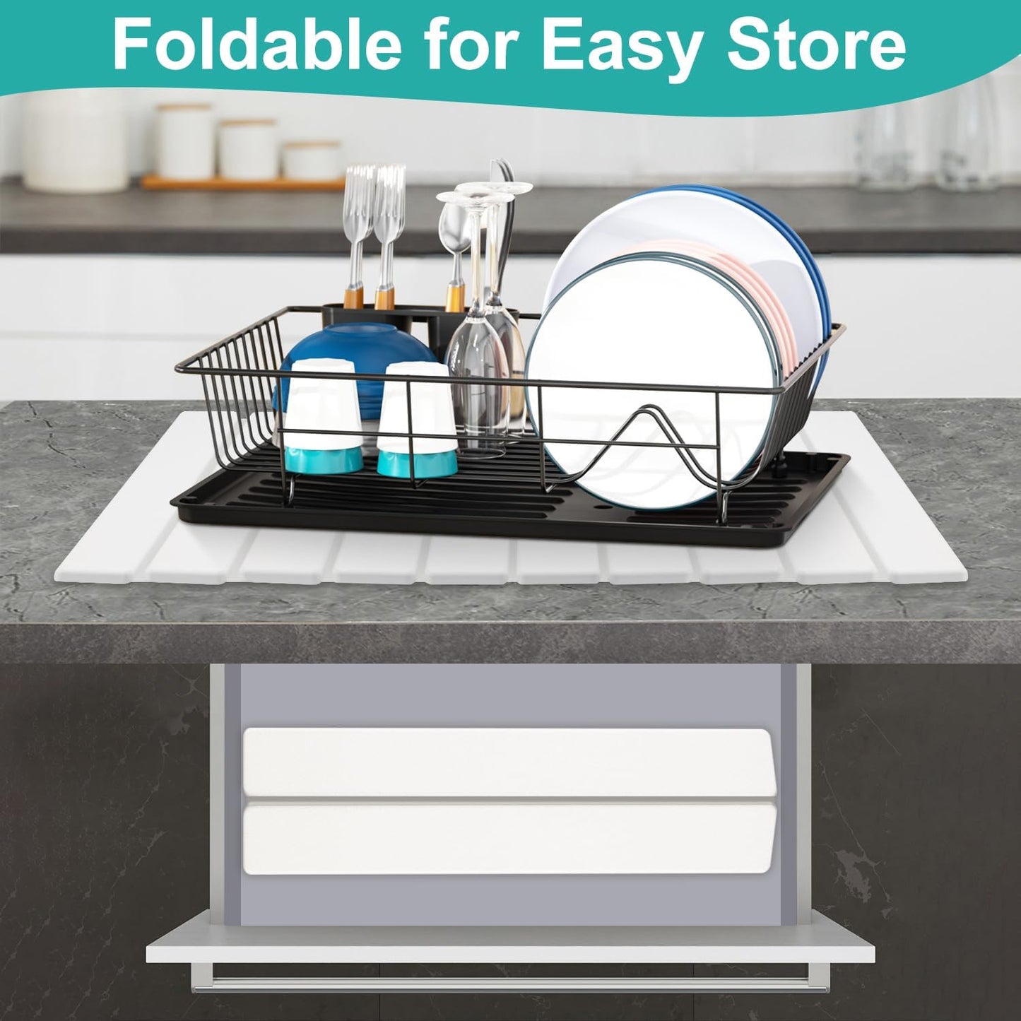 3 Pcs Large Stone Dish Drying Mat for Kitchen Sink Counter Dish Pads Diatomaceous Earth Mats Quick Fast Drying Stone Mat Diatomite Absorbent Tray Dry Matt Kitchen Countertop Dishes Drainer Mat