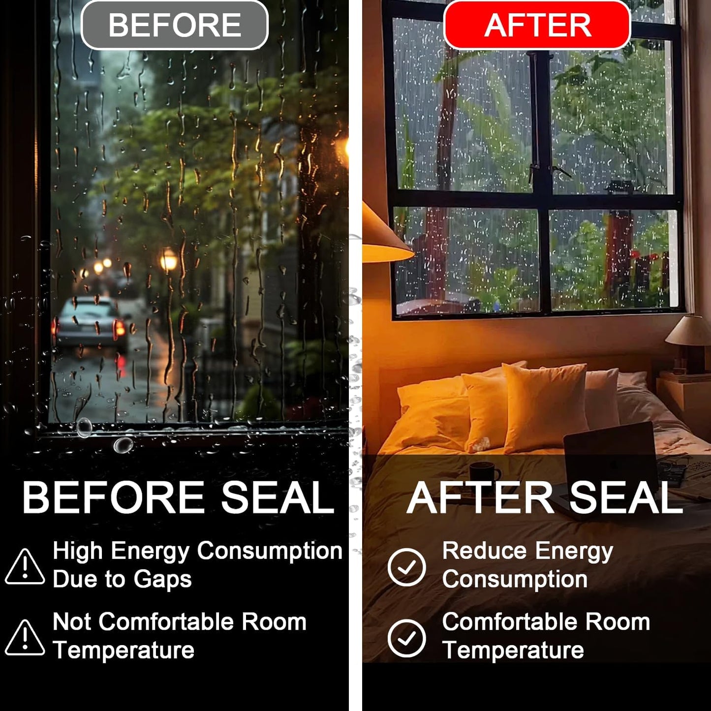 Transparent Window Weather Sealing Tape 2 Inch x 16.5 FT Weather Stripping Residue-Free Clear Window Insulation Caulk for Shower Glass Gaps and Clear Tape Doors Windows Windproof