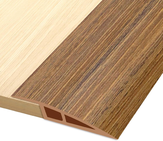 Vinyl Door Threshold Flooring Transition Strip Self Adhesive Carpet Edging Strip for Laminate Doorway Edge Threshold from 2/5" to 3/5" (Light Brown Wood Grain, 10 Ft)