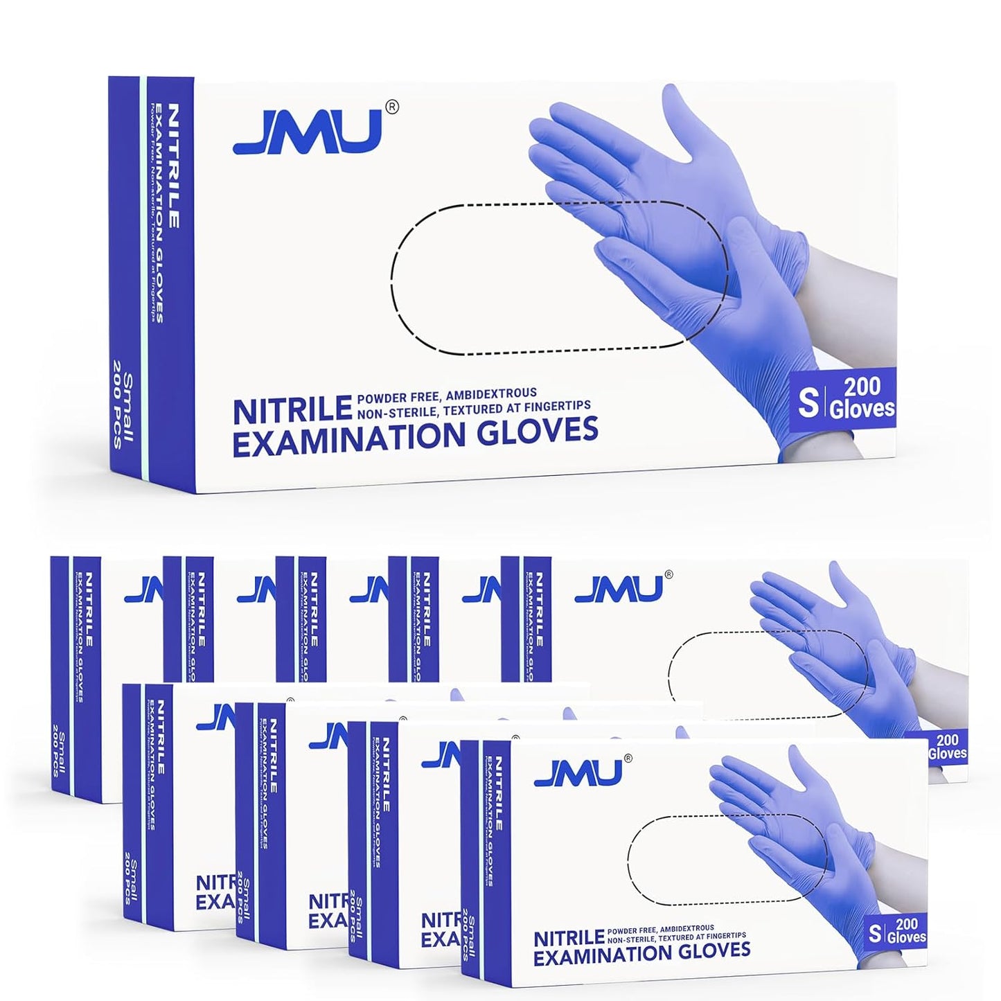 JMU Nitrile Gloves Small Bulk 2000 Count, 3.5 Mil Disposable Gloves Latex-Free, Violet Blue