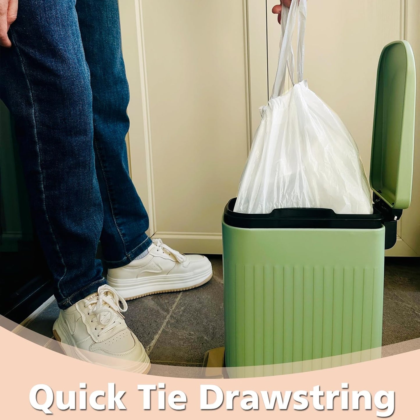 4 Gallon Trash-Bags Small-Bathroom Garbage-Bag Drawstring - Strong Kitchen White 200 Count Plastic Unscented For Can Car Disposable Recycling Office Size Waste Basket Inwaysin