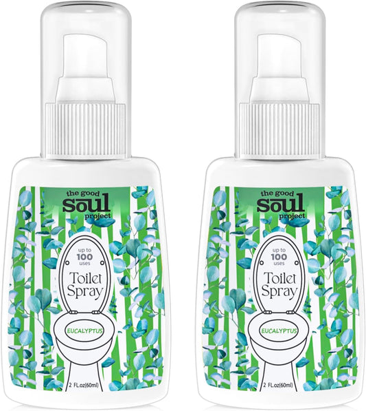 Toilet Spray, Eucalyptus, Bathroom Odor Deodorizer, 2Oz Each Travel Size Air Freshener, 2 Count