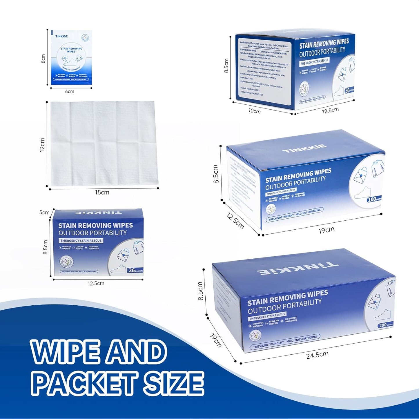 200-Pack Stain Remover Wipes, Portable Clothing Stain Remover Wipes, Instant Stain Remover and Individually Wrapped, Stain Removers for Clothes, Shoes And Surface cleaning of headphones