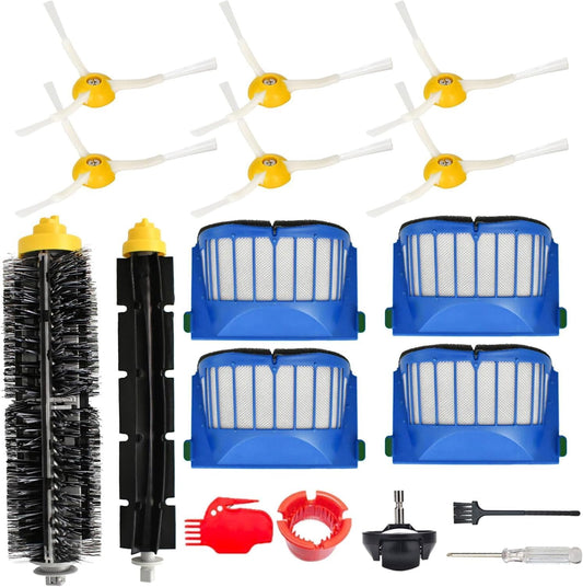 Replacement Parts Accessories Kit for iRobot Roomba 675 694 692 614 670 677 671 691 676 639 679 615 600 Series Robot Vacuum Attachment, 1 Front Caster Wheel,1 Bristle Brush, 6 Side Brush, 4 Filter