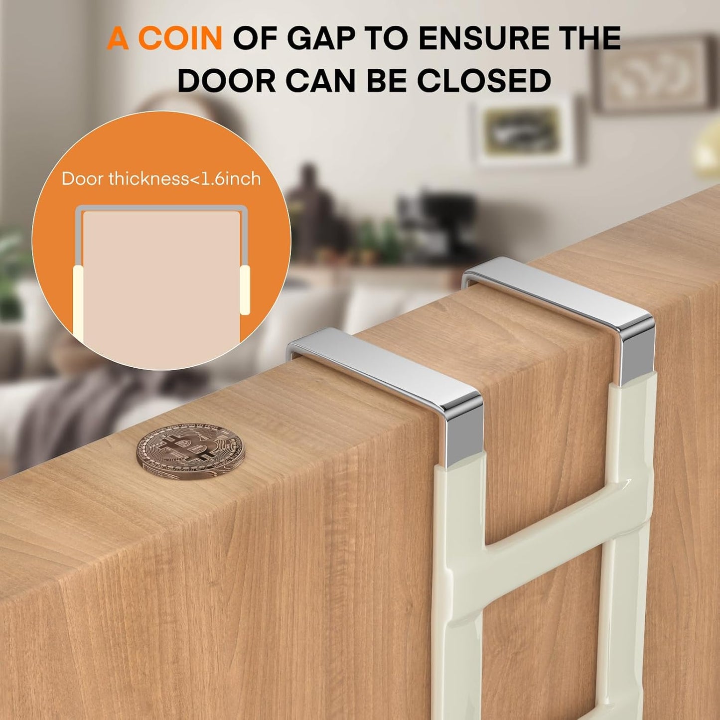 FYY Over The Door Hooks - 2 Pack Heavy Duty Dual-Hook Organizer Hanger with Non-Slip Rubber for Towels, Clothes, Hats & Bags Use in Bathroom, Bedroom, Kitchen - Fits Interior Doors Up to 1.6" Beige