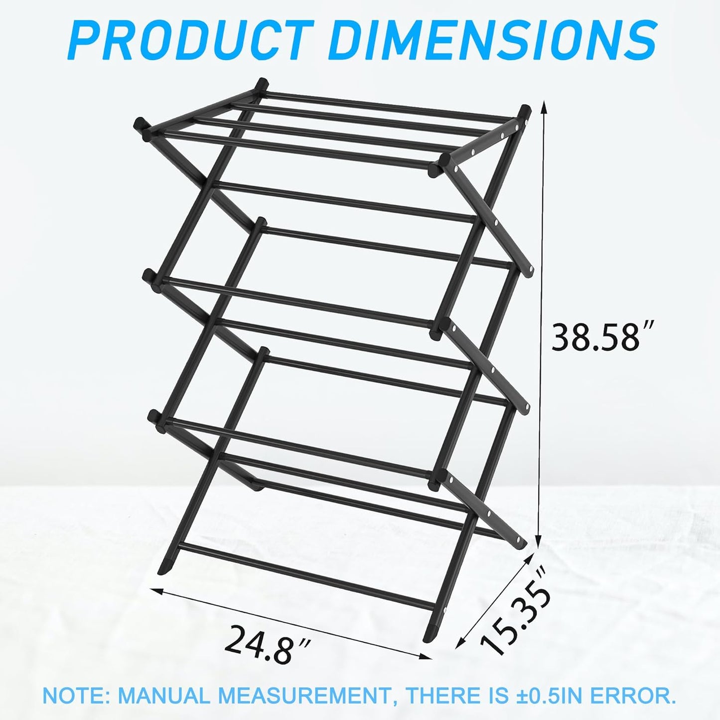 Household Indoor Folding Clothes Drying Rack, Dry Laundry and Hang Clothes,Towel Rack (Black)