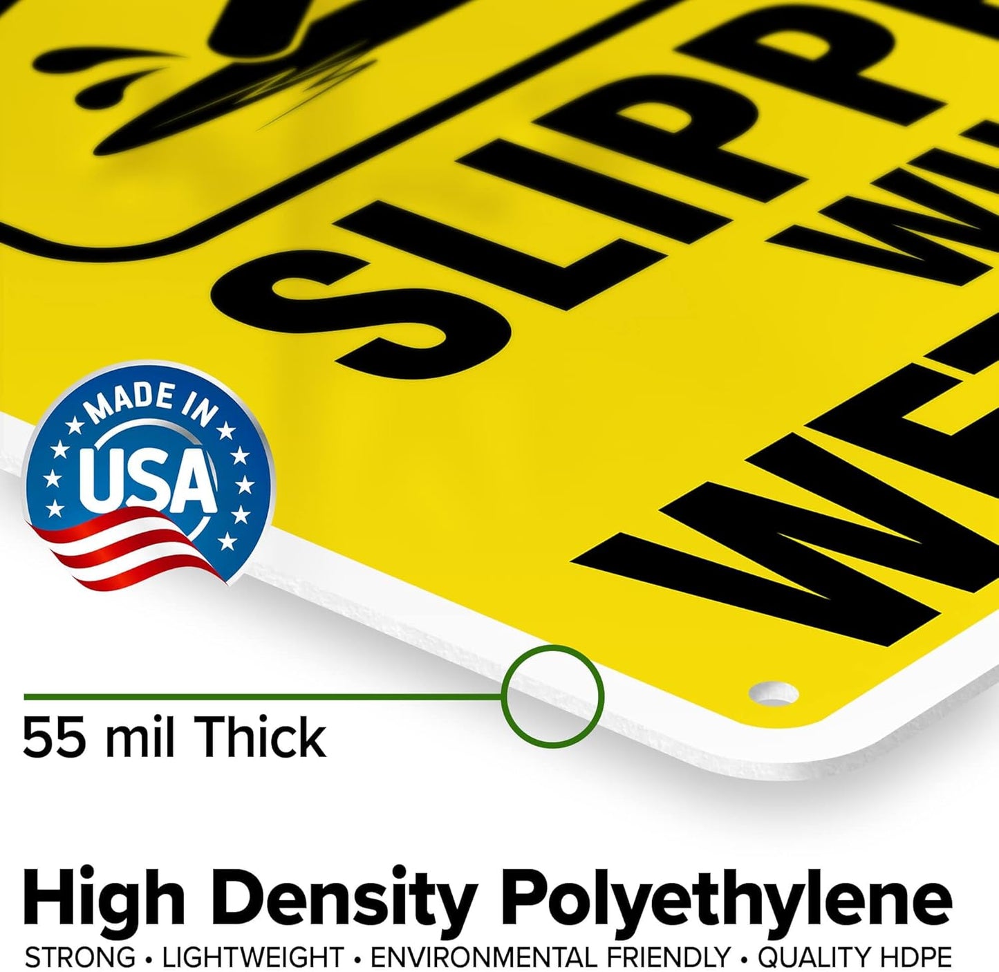 Caution Slippery When Wet Sign or ICY Sign, 10"x14" Polyethylene, Fade Resistance, Indoor/Outdoor Use, USA MADE By My Sign Center
