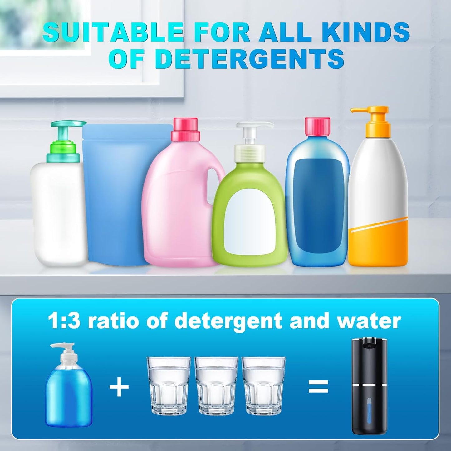 Automatic Foaming Soap Dispenser, 12.8oz/380ml Wall Mount Touchless Soap Dispenser with Sensor, 4-Level Adjustable, IPX5 Waterproof, USB Rechargeable for Bathroom, Kitchen