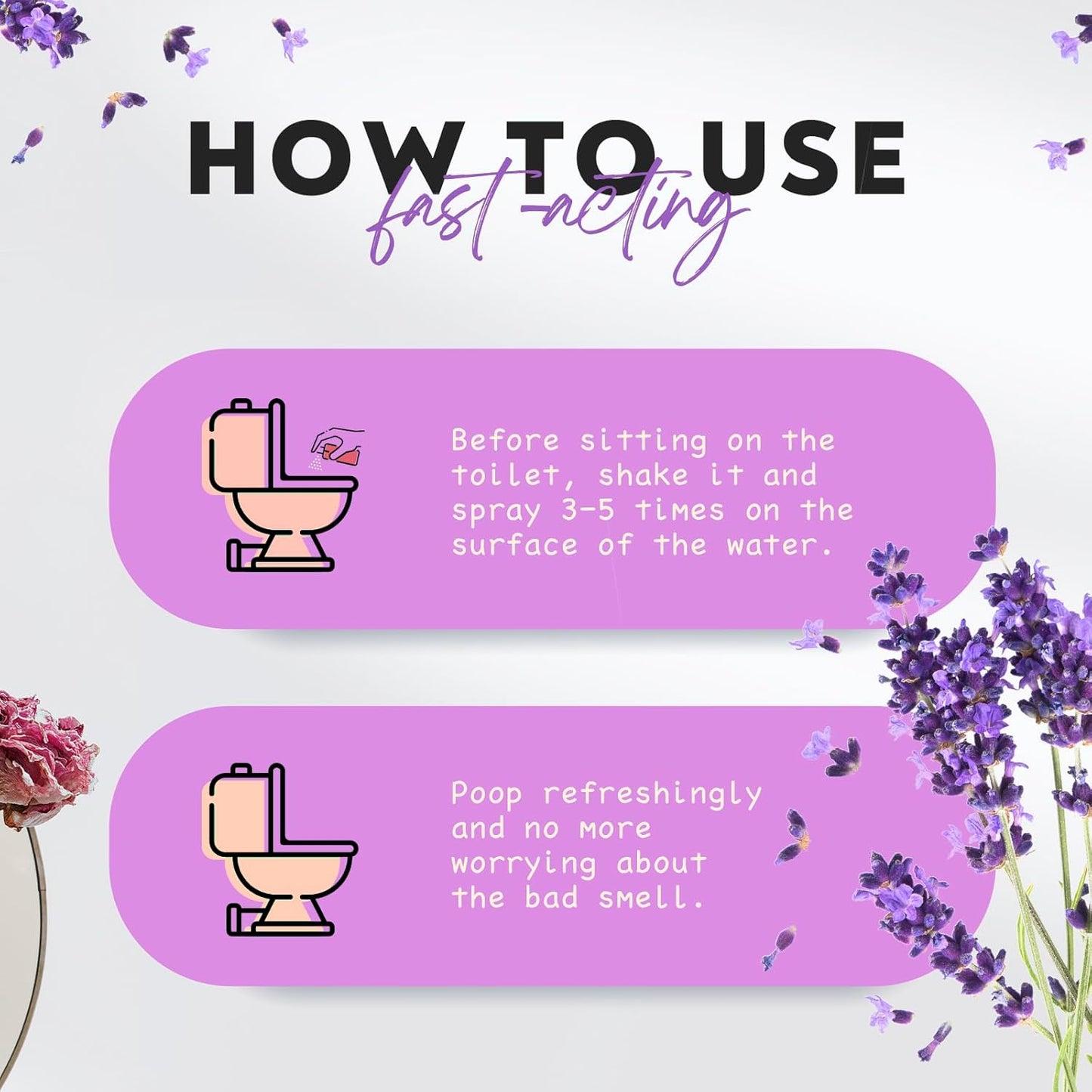 Clean-n-Fresh Toilet Spray for Poop, Lavender 6.8 Fl.Oz, Air Freshener Bathroom Spray, Odor Eliminator| Up to 400+ Uses